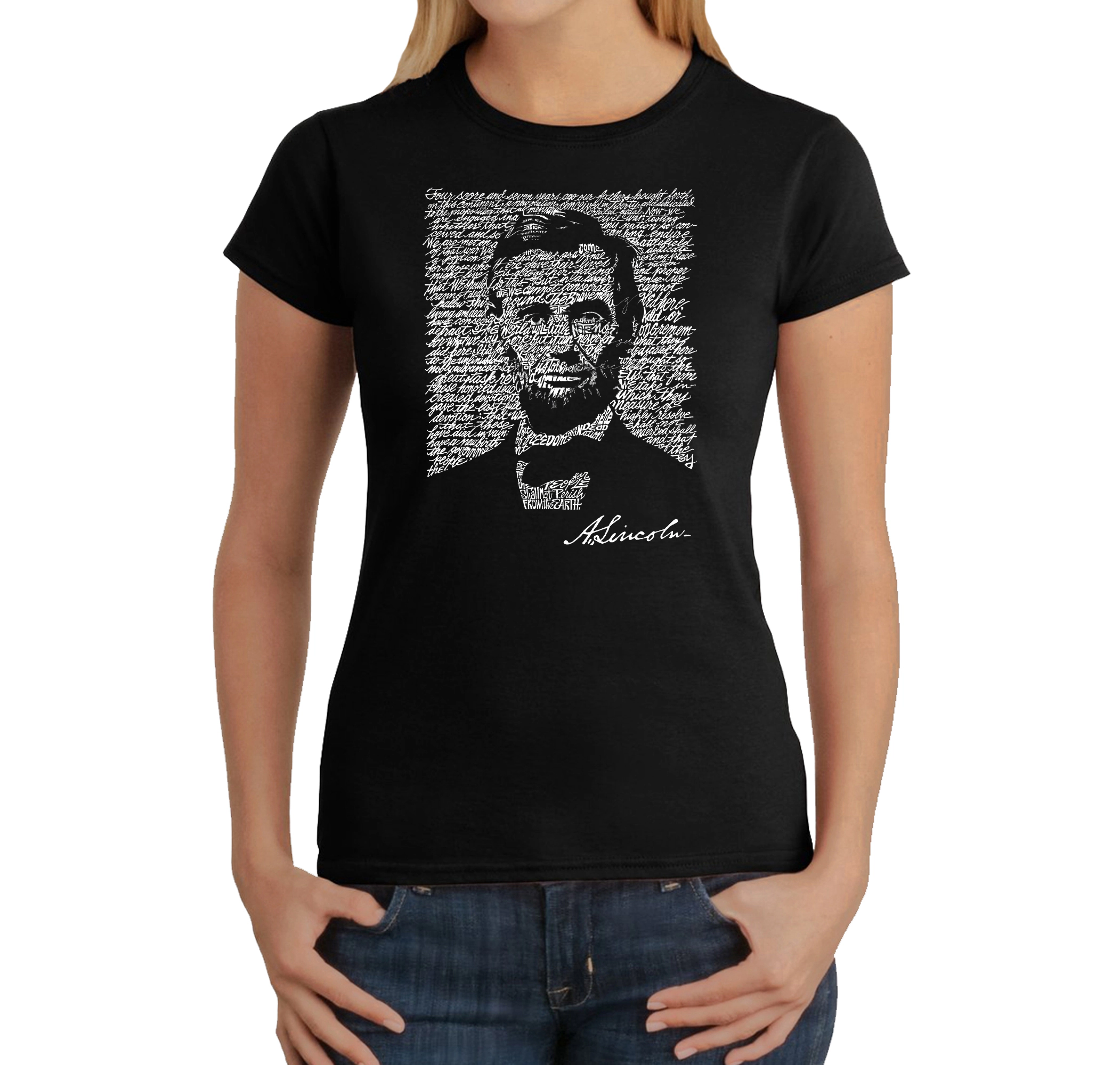 LA Pop Art Women's Word T-Shirt - Abraham Lincoln