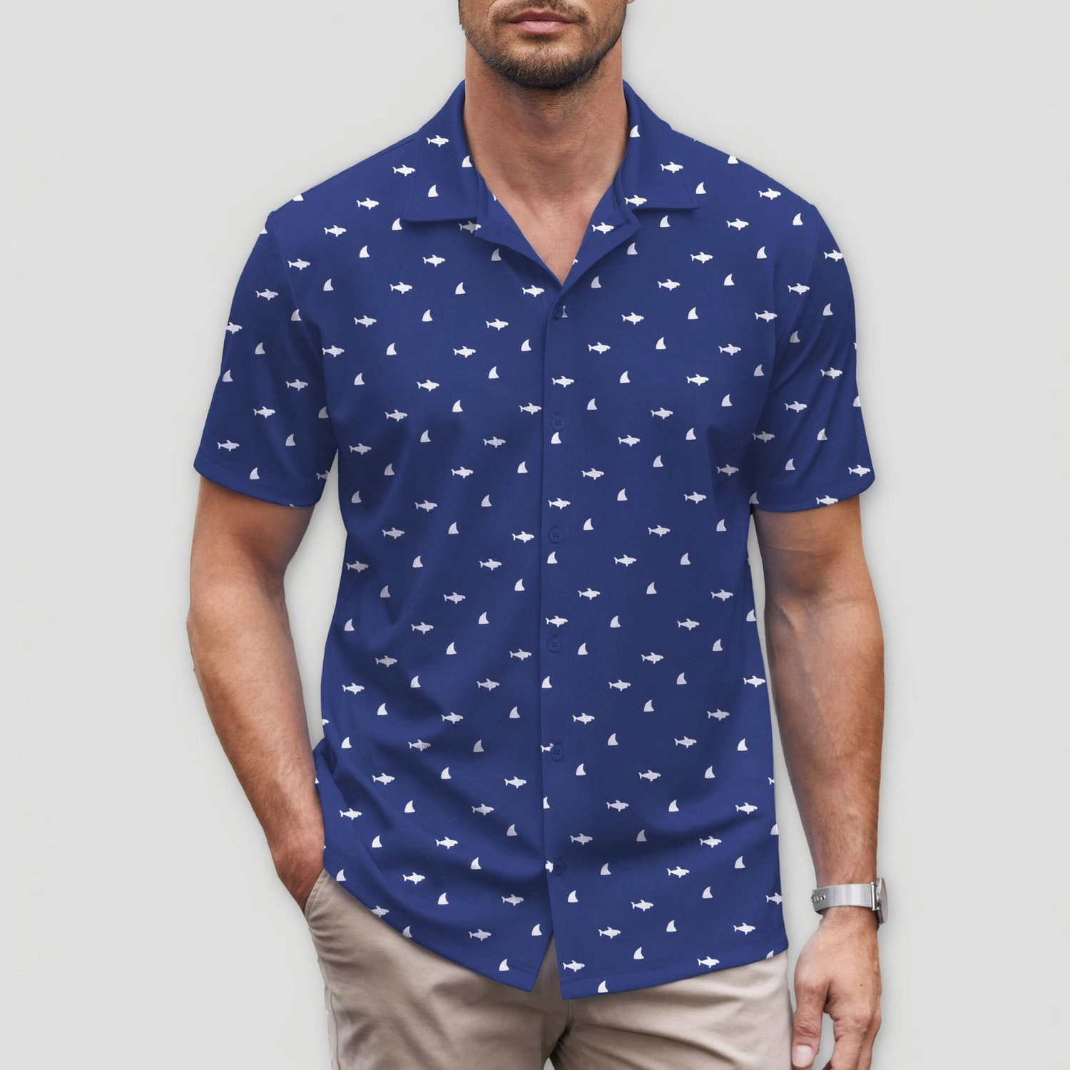 COOFANDY Mens  Short Sleeve Button Down Shirts Lapel V Neck Casual