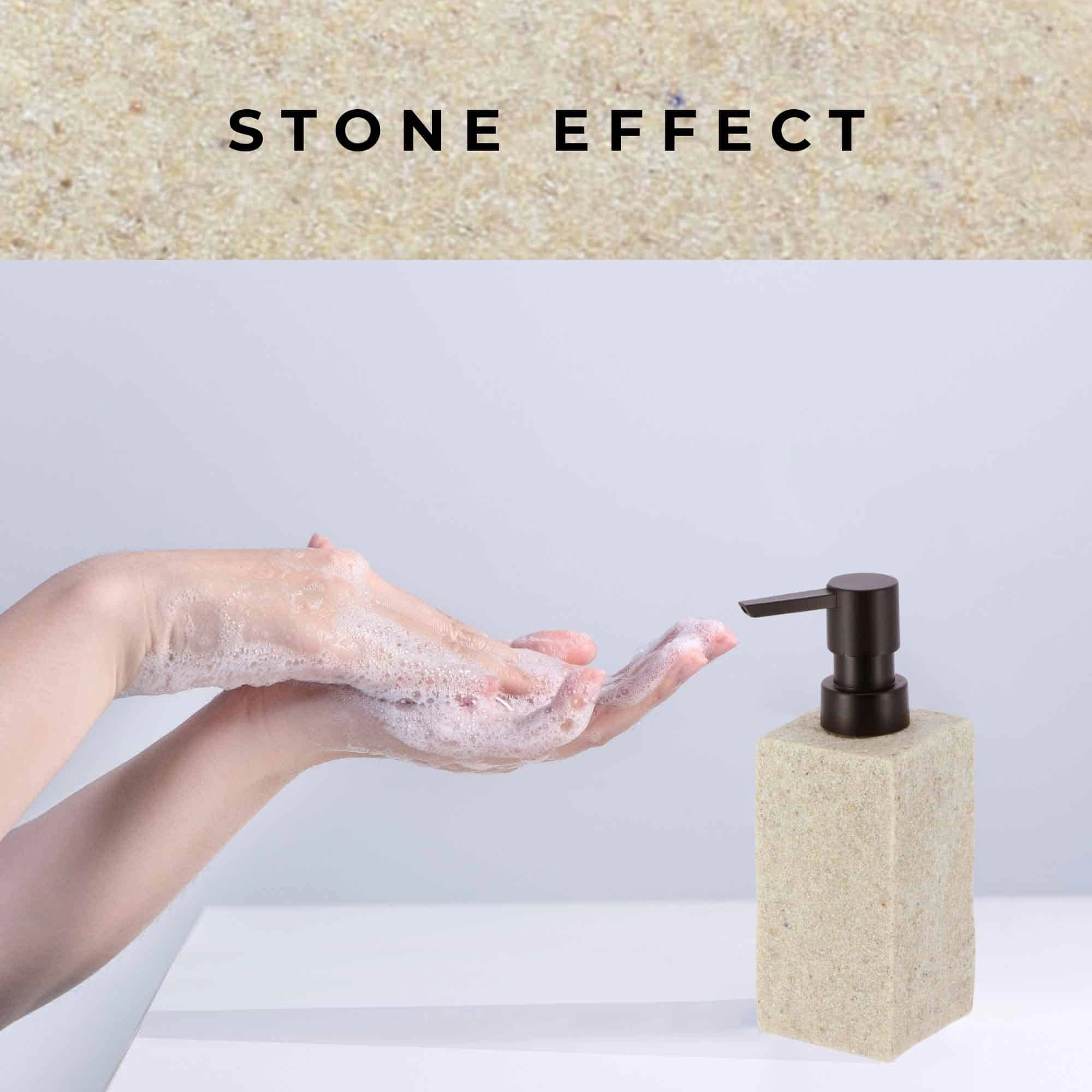 Evideco French Home Goods Stone-Effect Polyresin Soap Dispenser, 260 ml