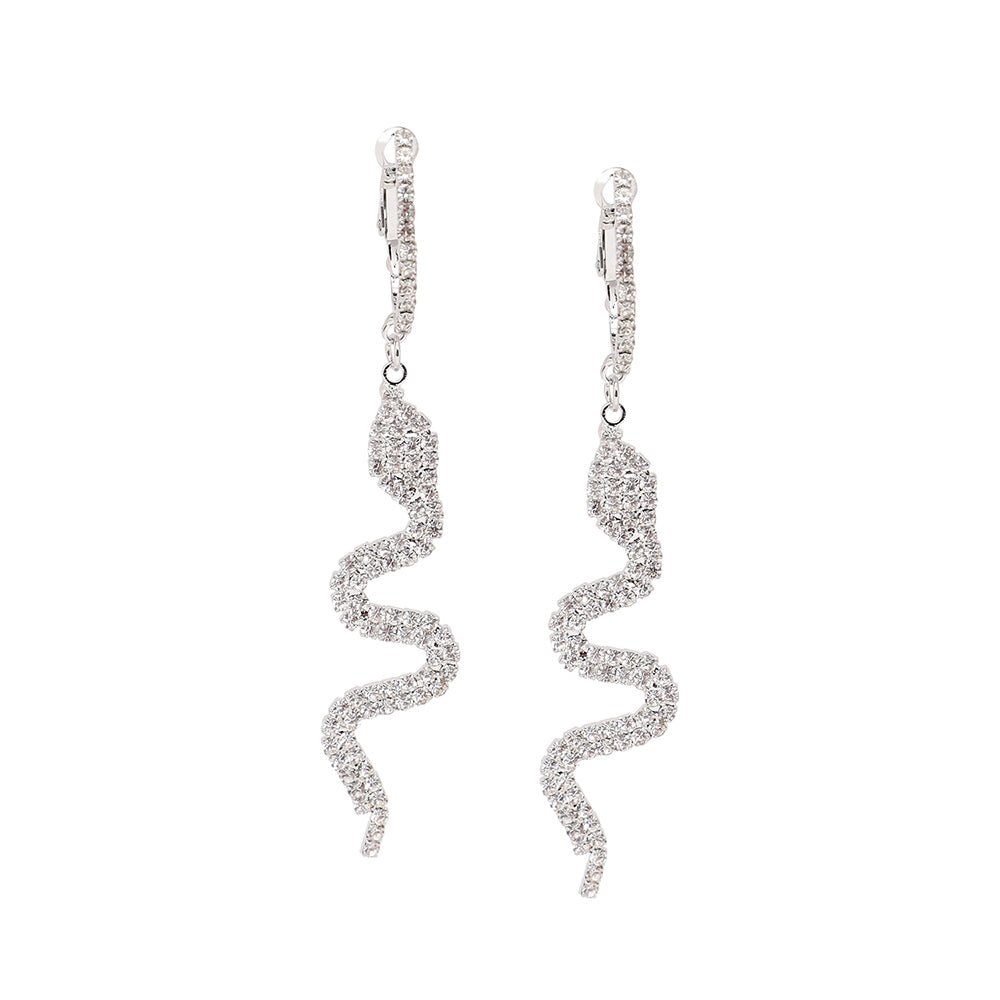 SOHI Women's Black Snake Bling Drop Earrings