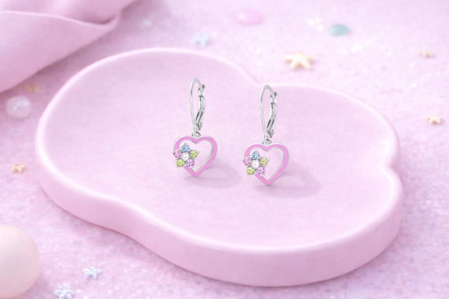 CHANTEUR Kids Sterling Silver Leverback Heart Earrings - Hypoallergenic Girls Jewelry