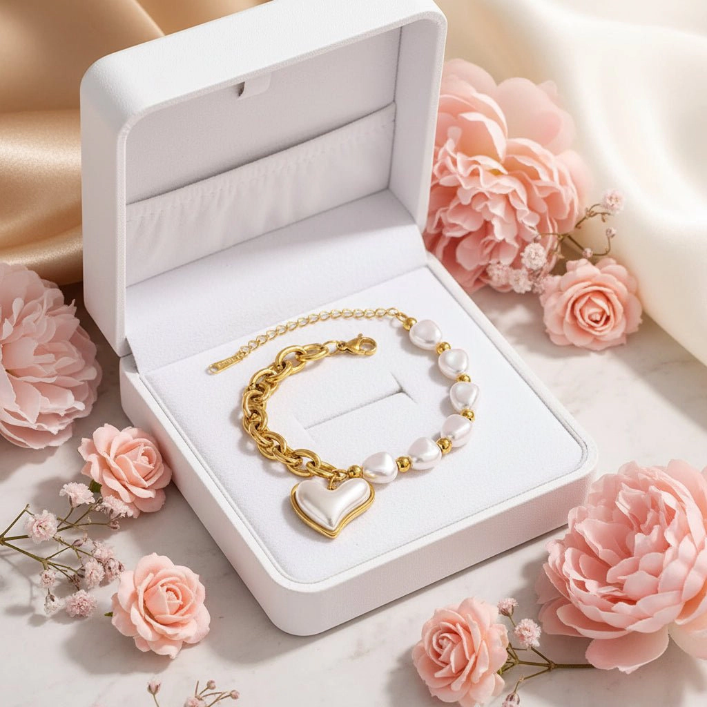 DressAtR Women's Simulated Pearl Gold Plated Bracelet