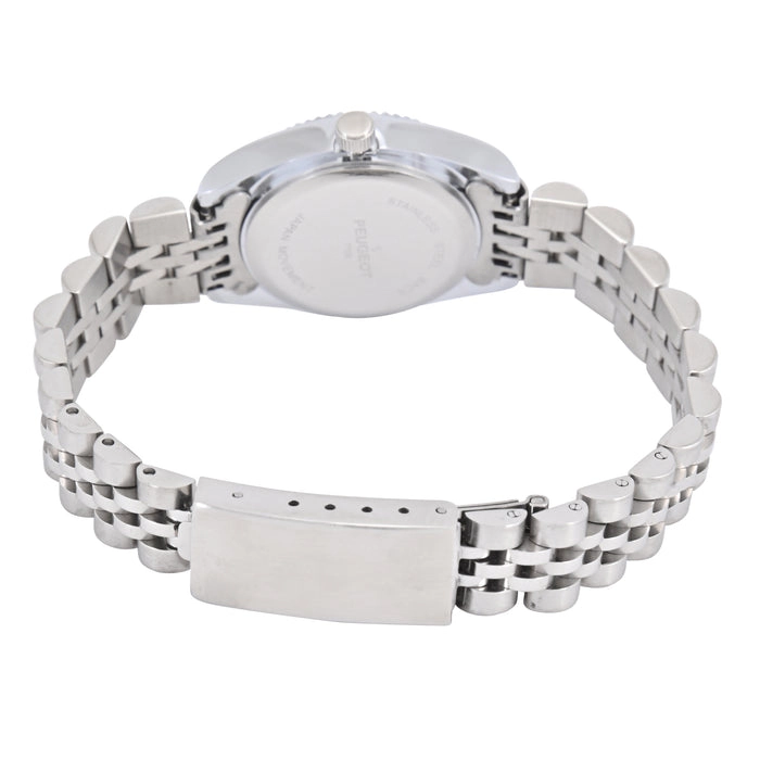 Peugeot Women's Silver-Tone 26mm Fluted Bezel Steel Bracelet Watch with Pink Dial