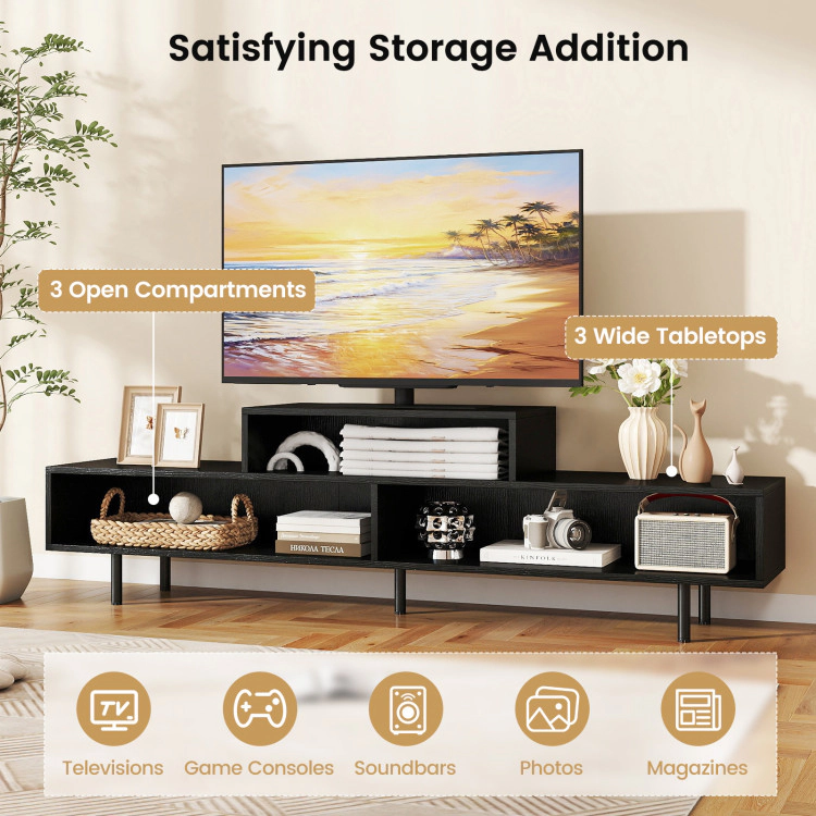 Hivvago 3 Cubby Tv Stand For Tvs Up To 70 Inch With Open Storage Compartments