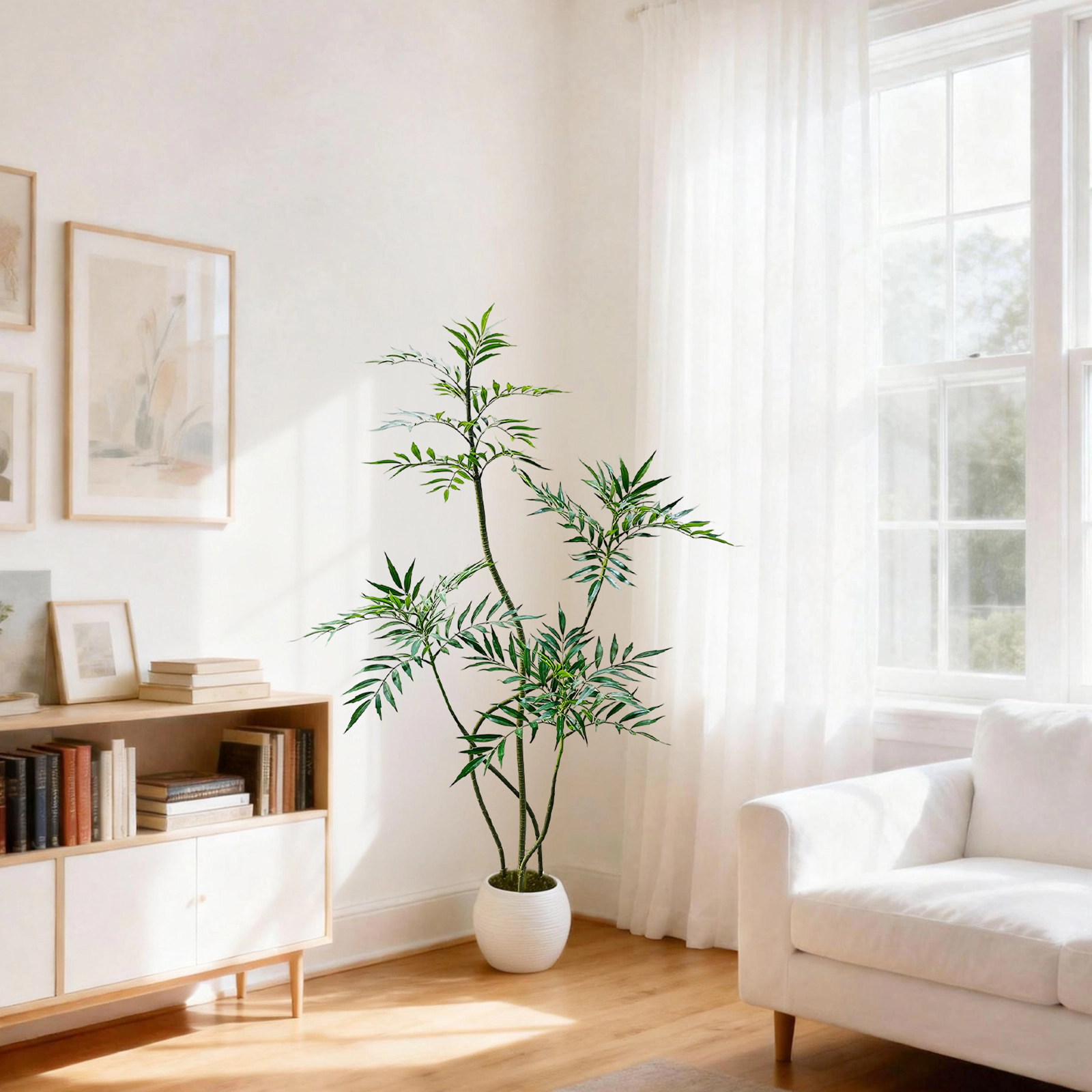 7FT Artificial Mahonia Fortunei Tree with Plastic Planter