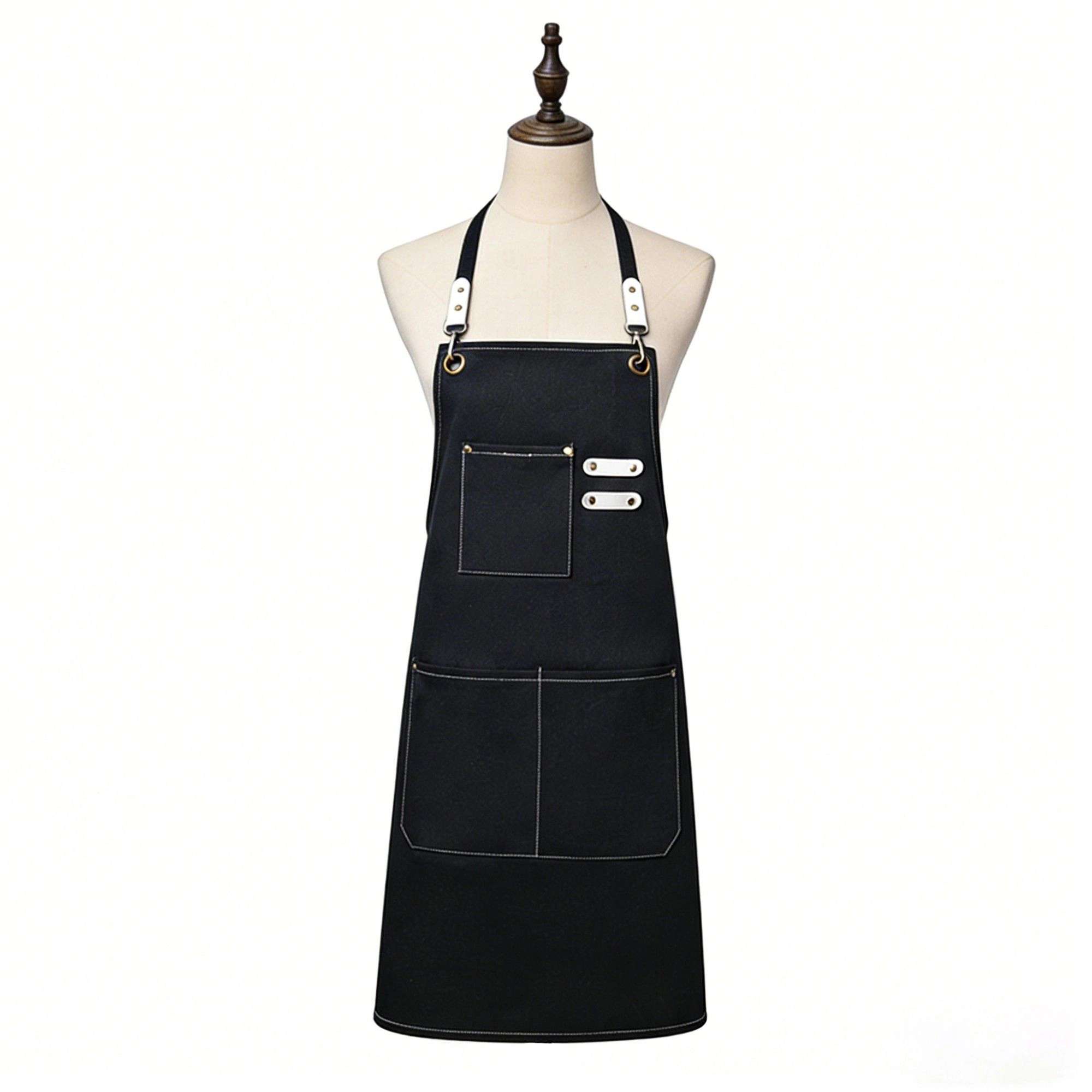 Alilang Unisex Cotton Kitchen Apron with Cross Back Straps Multi Pocket Utility for Cooking Baking Craft Gardening