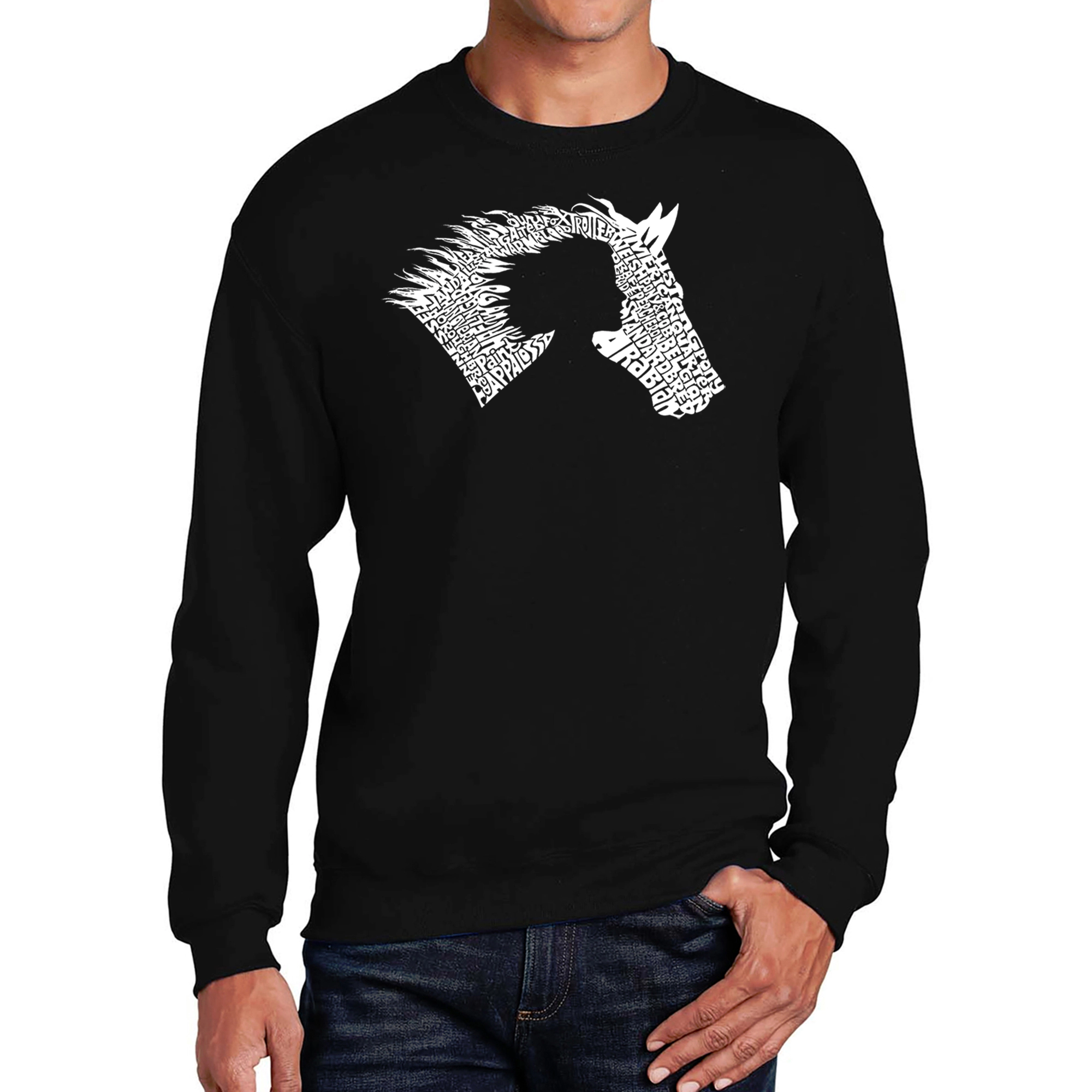 LA Pop Art Girl Horse - Men's Word Crew Sweatshirt