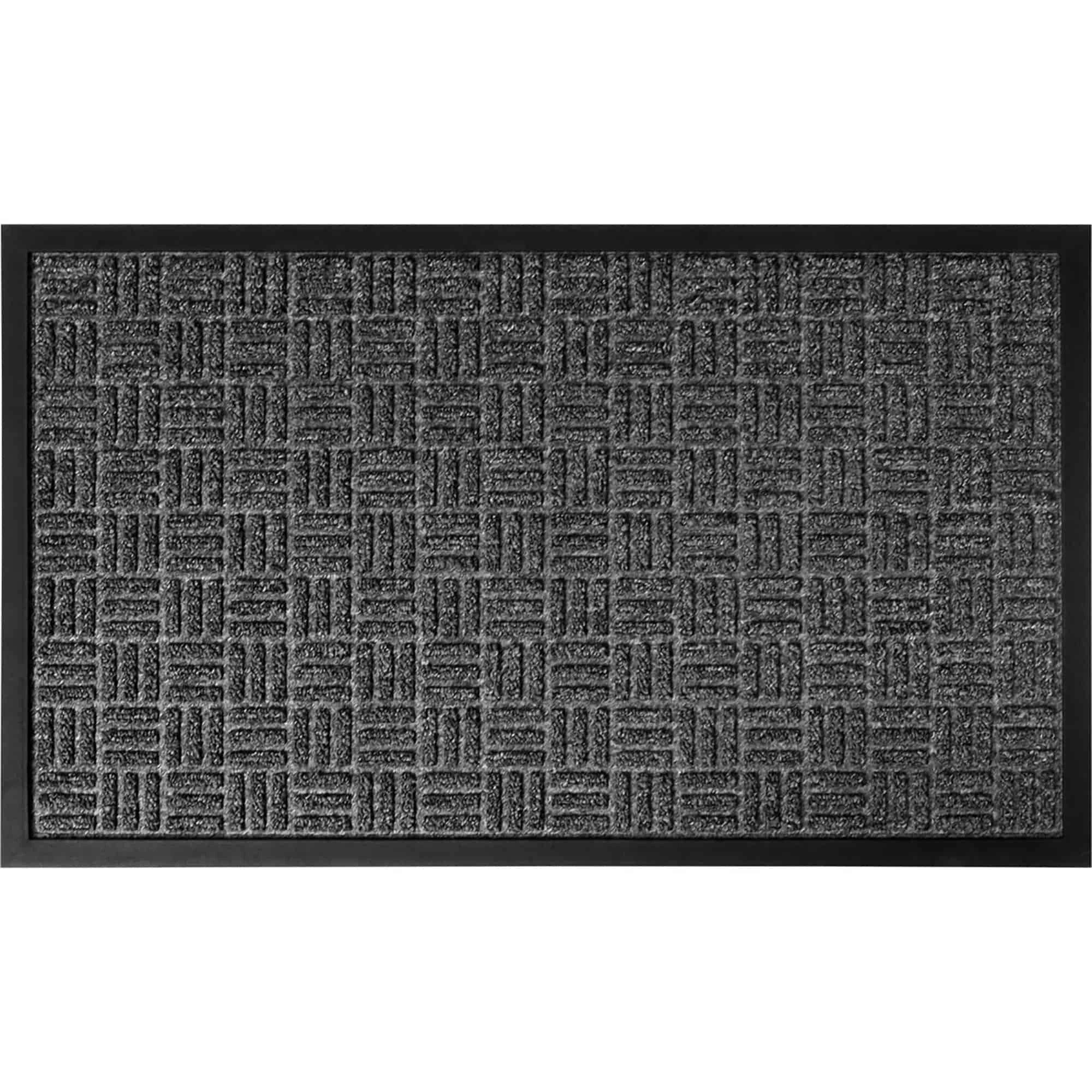 Evideco French Home Goods Dark Gray Yvan Checkerboard Polypropylene Doormat 30 x 18 Inches