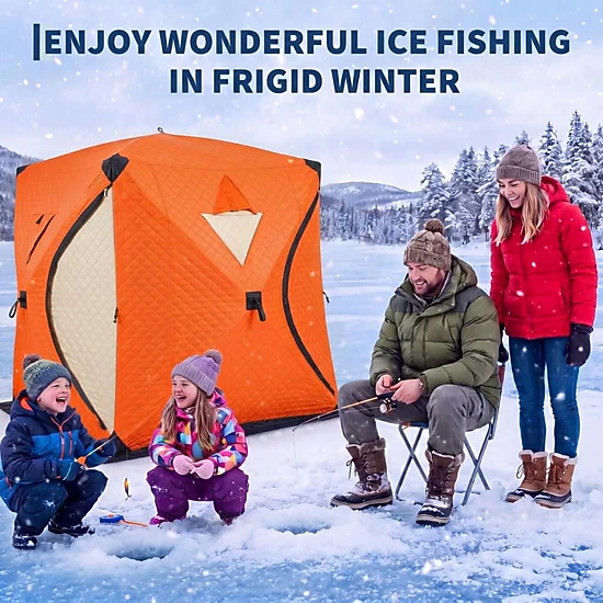 PALQOUETH One Push Button Popper-Up Ice Fishing Shelter 210D Oxford ...