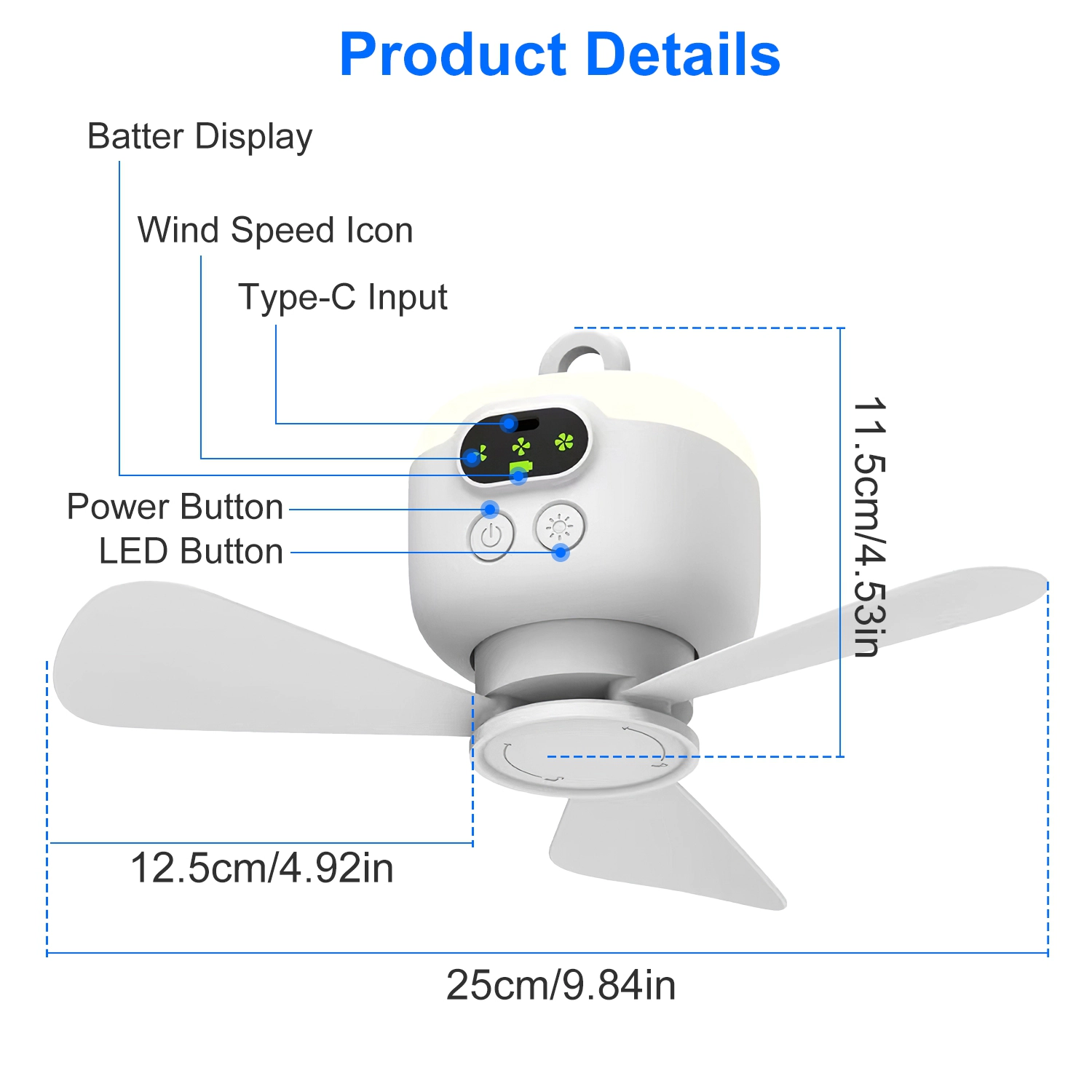 GBruno 2-in-1 Camping Fan With LED Lantern