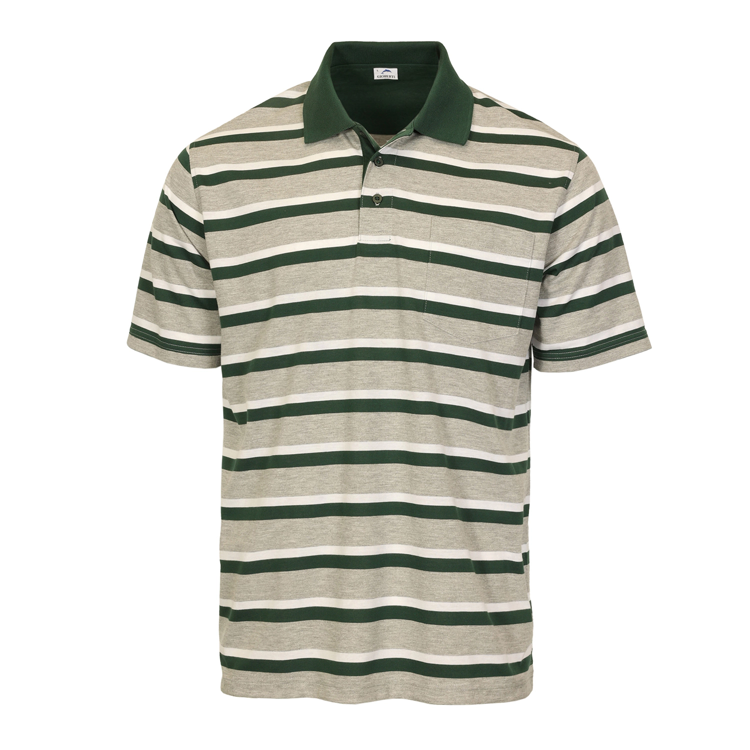 Gioberti Men's Regular Fit Stripe Short Sleeve Polo w/ Pocket