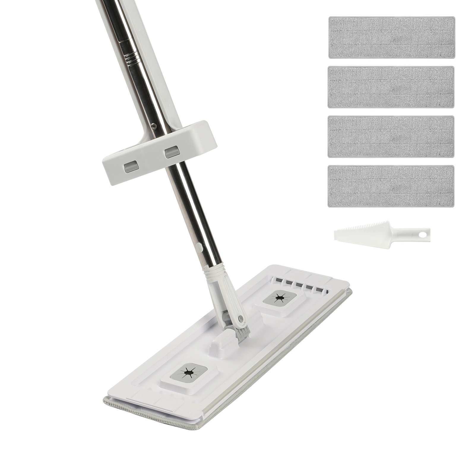 HONGGE Wet & Dry Flat Mop with Washable Microfiber Pads and Stainless Steel Handle for Hardwood Tile Vinyl
