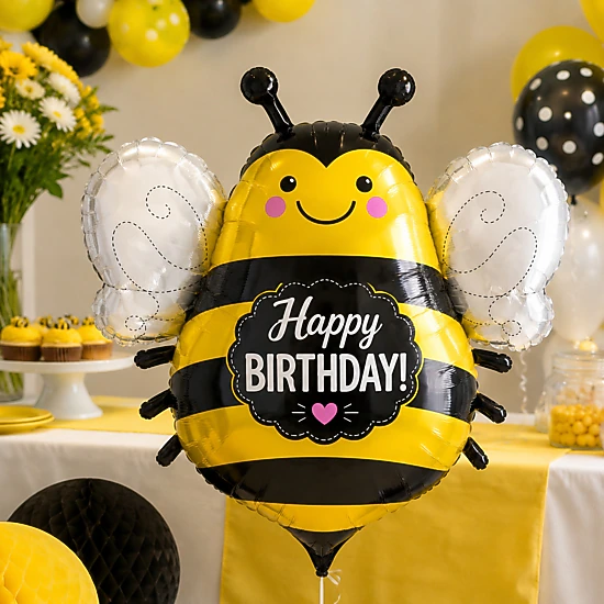 LoonBalloon 32 in 5-Pack Happy Bee Animal Birthday Foil Balloons, Color ...