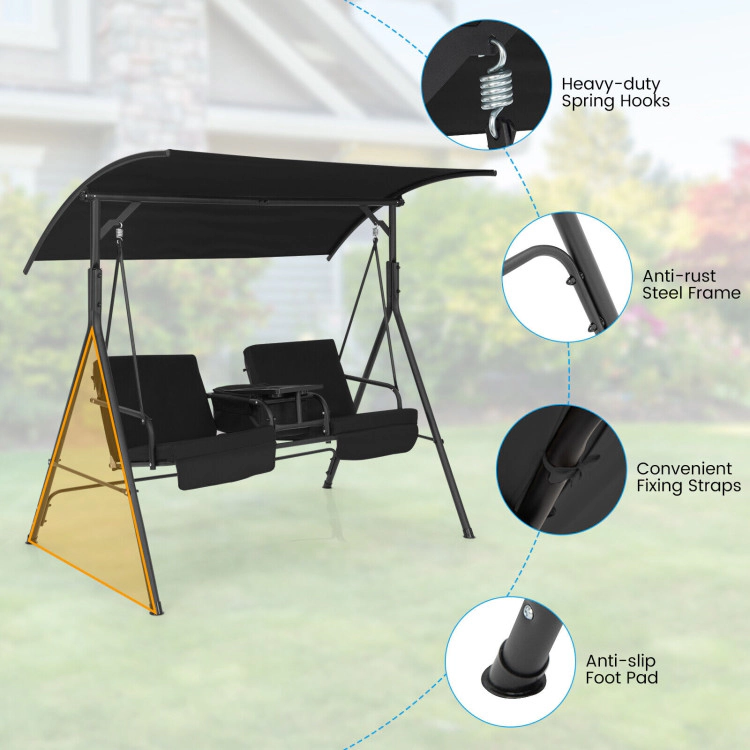 Hivvago Porch Swing Chair With Adjustable Canopy