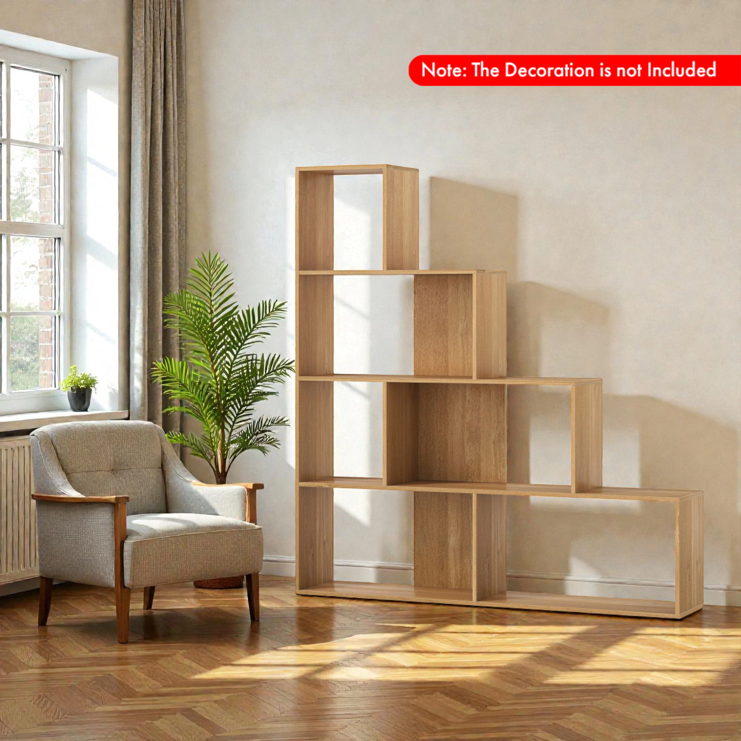 Hivvago Freestanding 4-Tier Ladder Bookshelf with Cubes