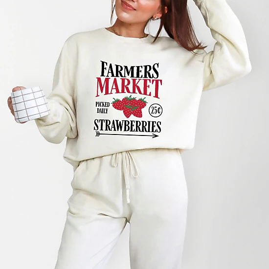Simply Sage Market - Farmers Market Strawberries - Women's Lightweight Garment Dyed Sweatshirt