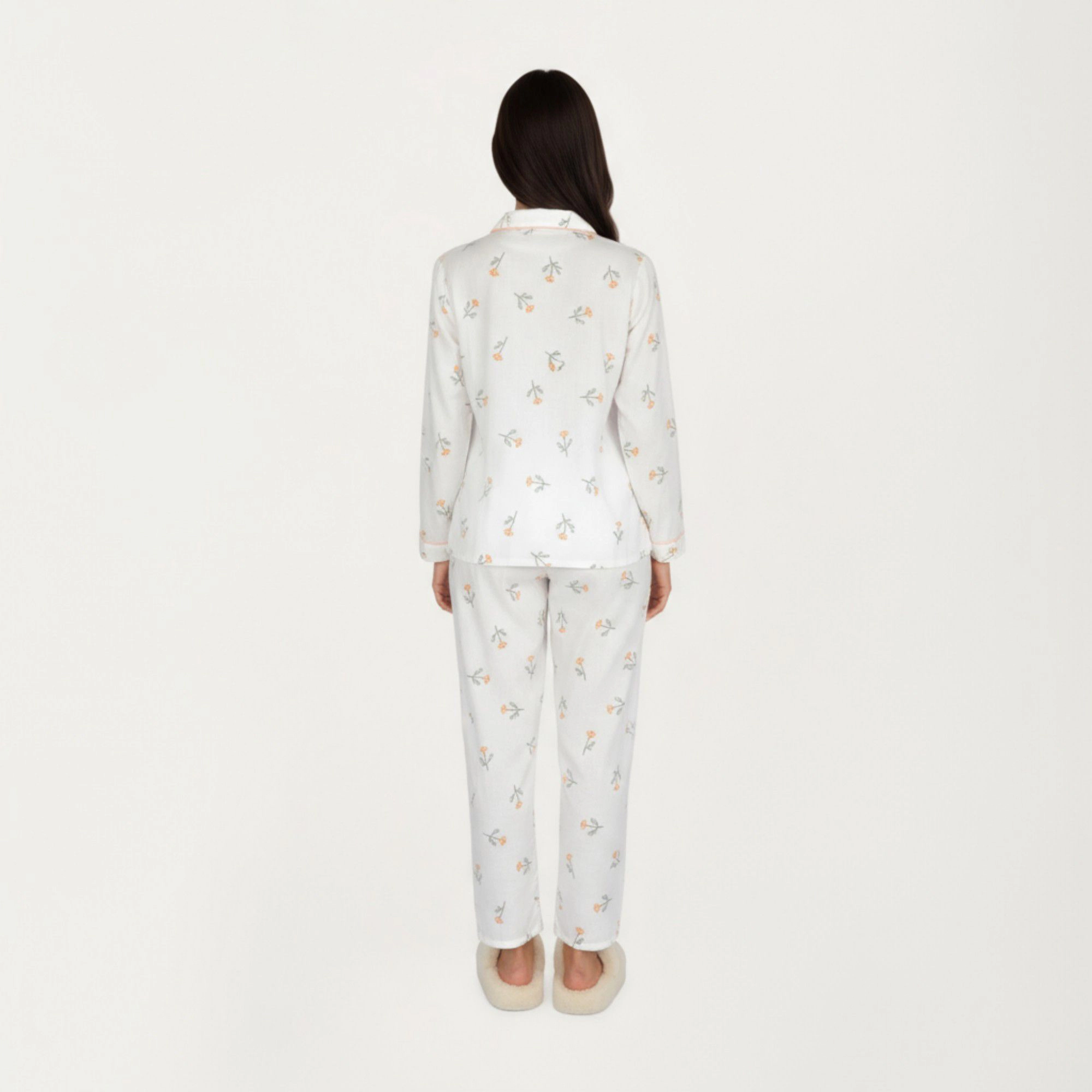 Anna-Kaci Women's 2-Piece Long Sleeve Sleep Shirt with Floral Pattern and Coordinating Lounge Pants