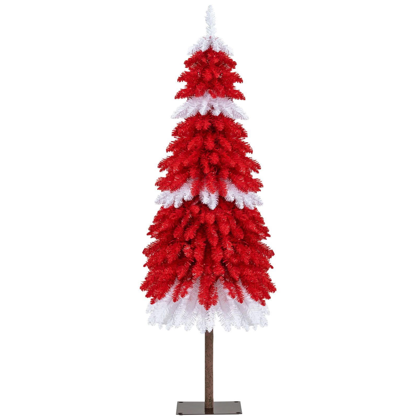 SlickBlue Red PVC Holiday Tree with Hinged 3-Section Design