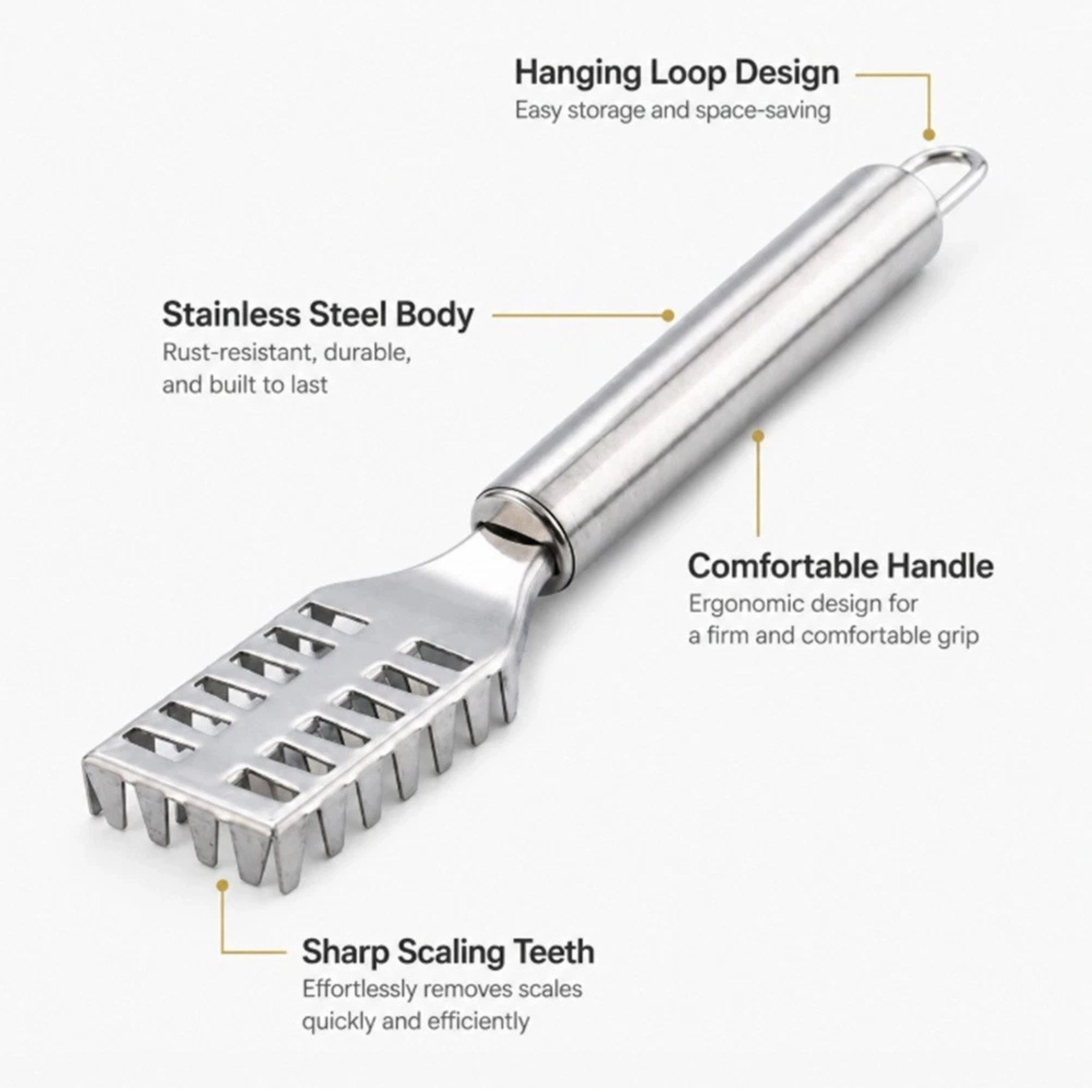 Home Collection Stainless Steel Fish Scaler Scraper Brush Seafood Cleaning Tool