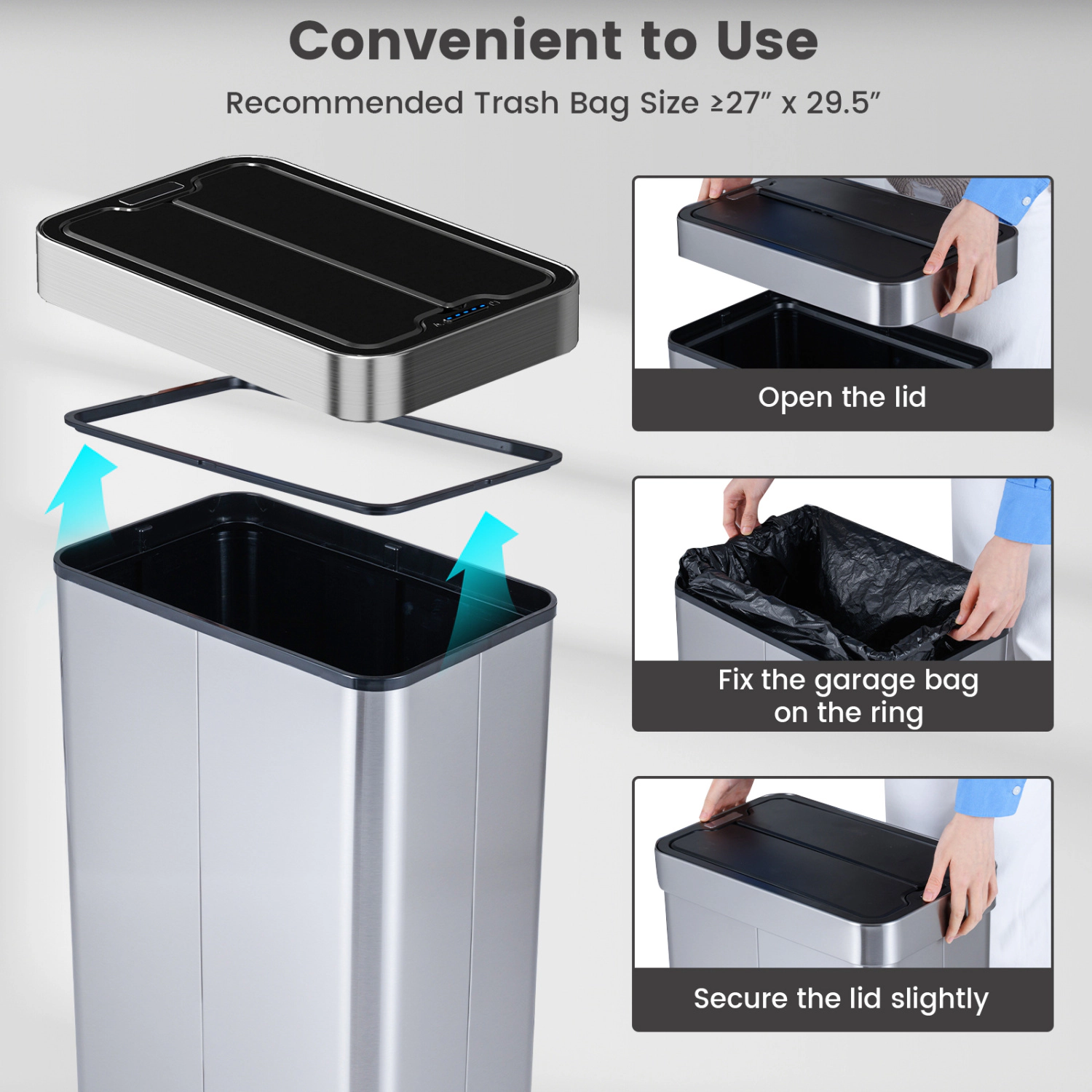 Hivvago 16 Gallon Trash Can with Wing Lids for Bedroom Bathroom Kitchen