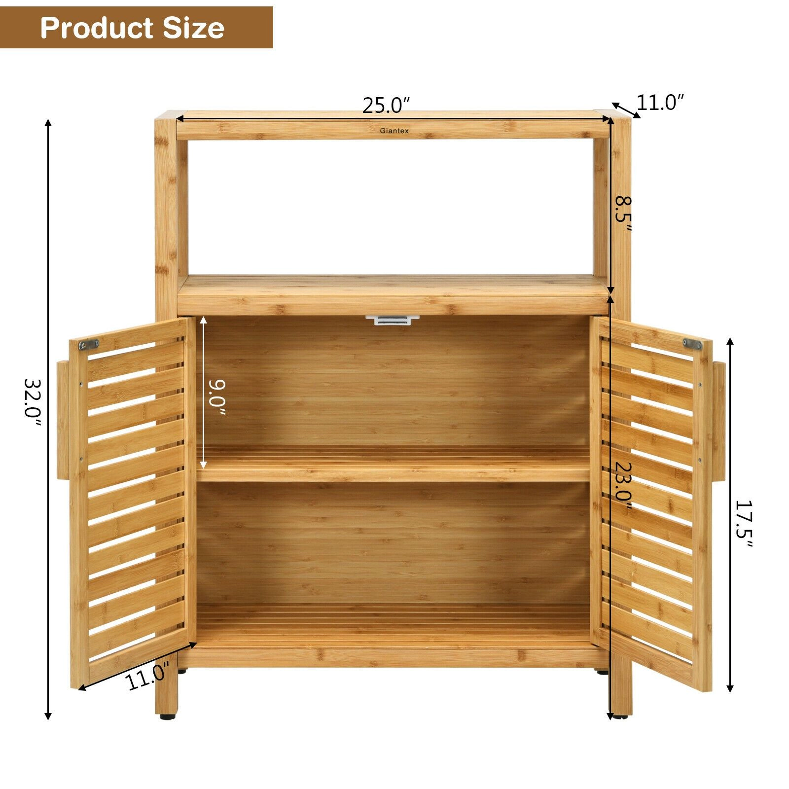 SlickBlue 2-Door Bathroom Storage Cabinet with Open Shelf