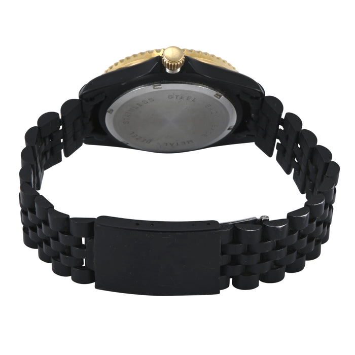 Peugeot Men's Round 40mm Day-Date Rotating Bezel Watch with Matte Black Bracelet
