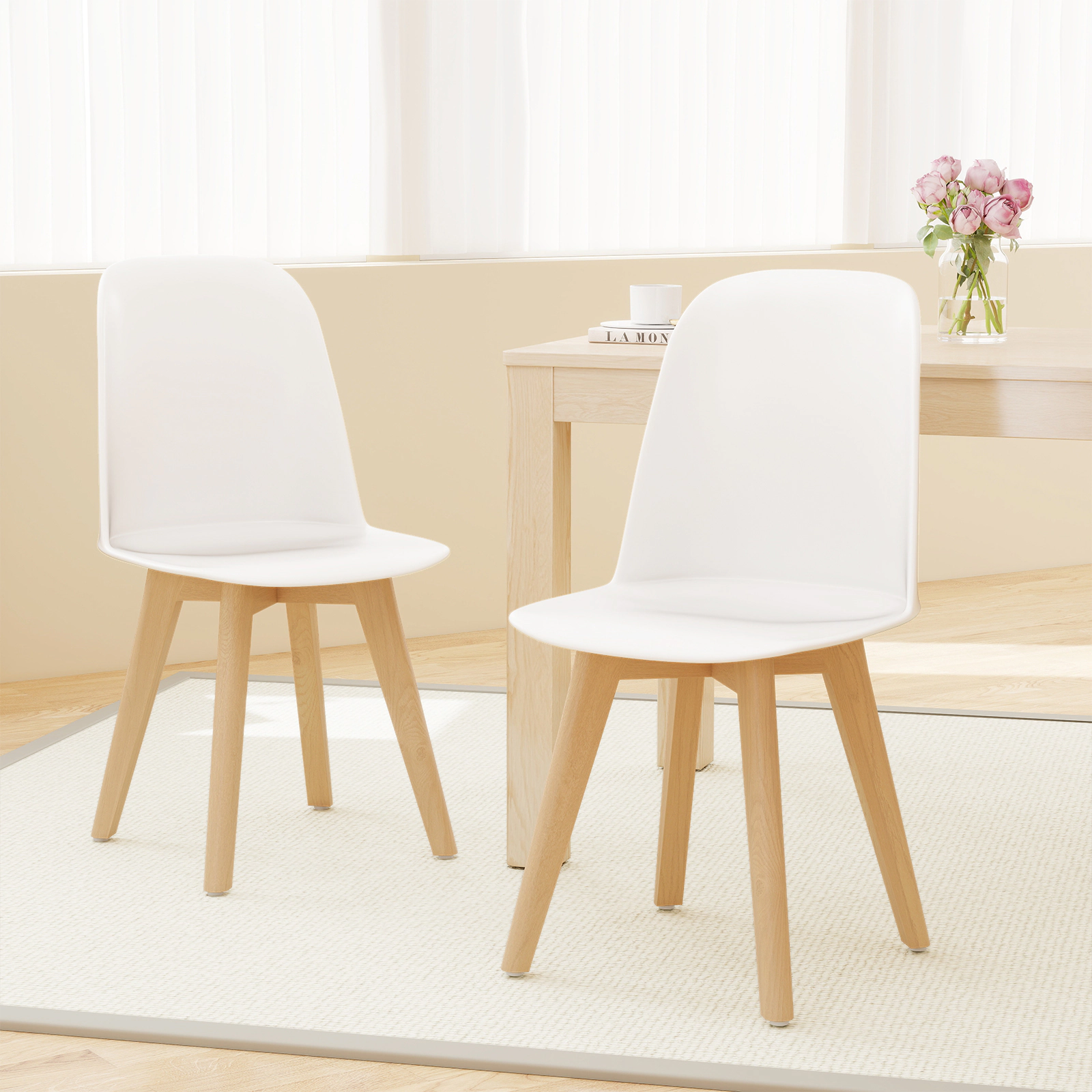 SUGIFT Modern Solid Beech Wood Legs and Tilt Backrest 330-lb Set of 2 Dining Chairs