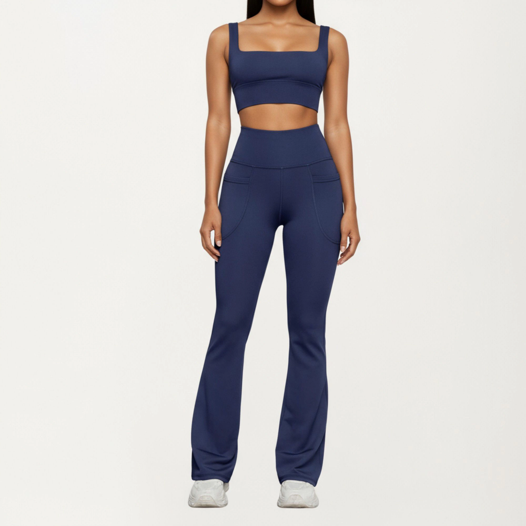 Anna-Kaci Women's Flare Athletic Pants with Wide Supportive Waistband and Stretch Performance Fabric