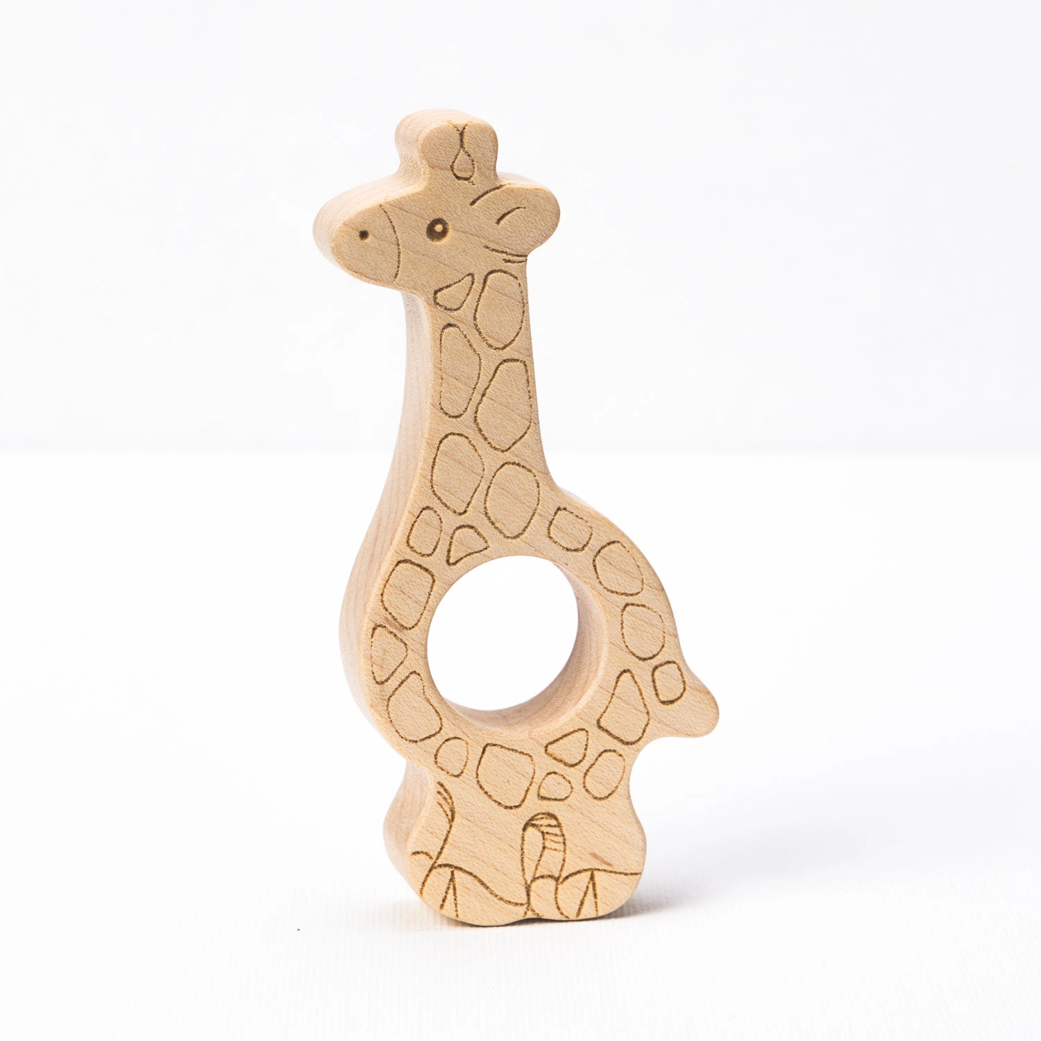 Miller Boys Vintage Toys Wooden Giraffe Teether with Organic Cotton Bag, Made in USA