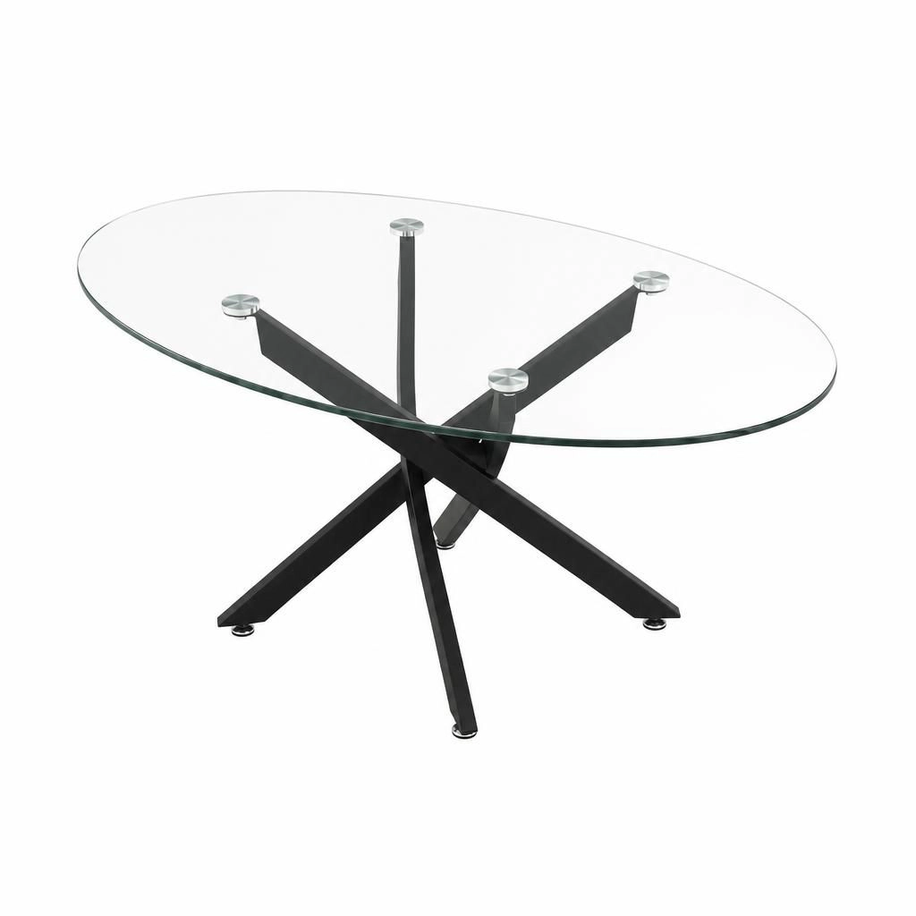 GOODSILO Low Profile Rectangular Dining Table with Glass Top