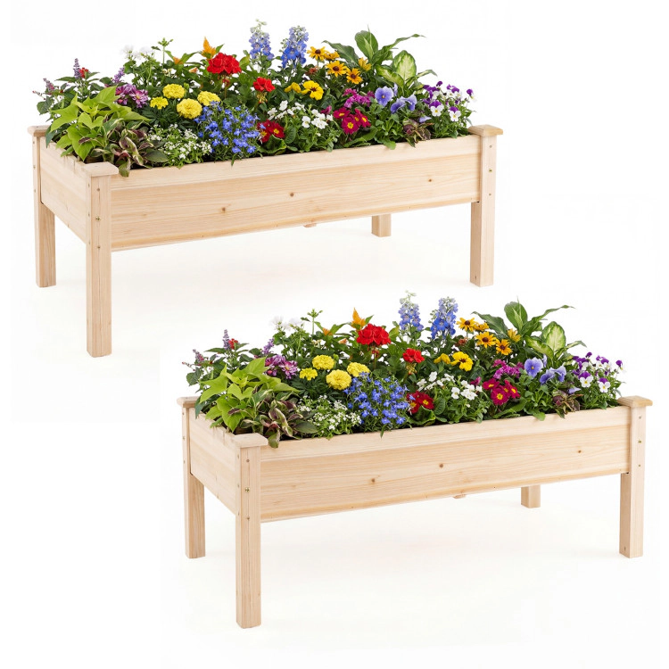 Hivvago Wooden Raised Garden Bed with Legs Natural Fir Wood Elevated Planter Box
