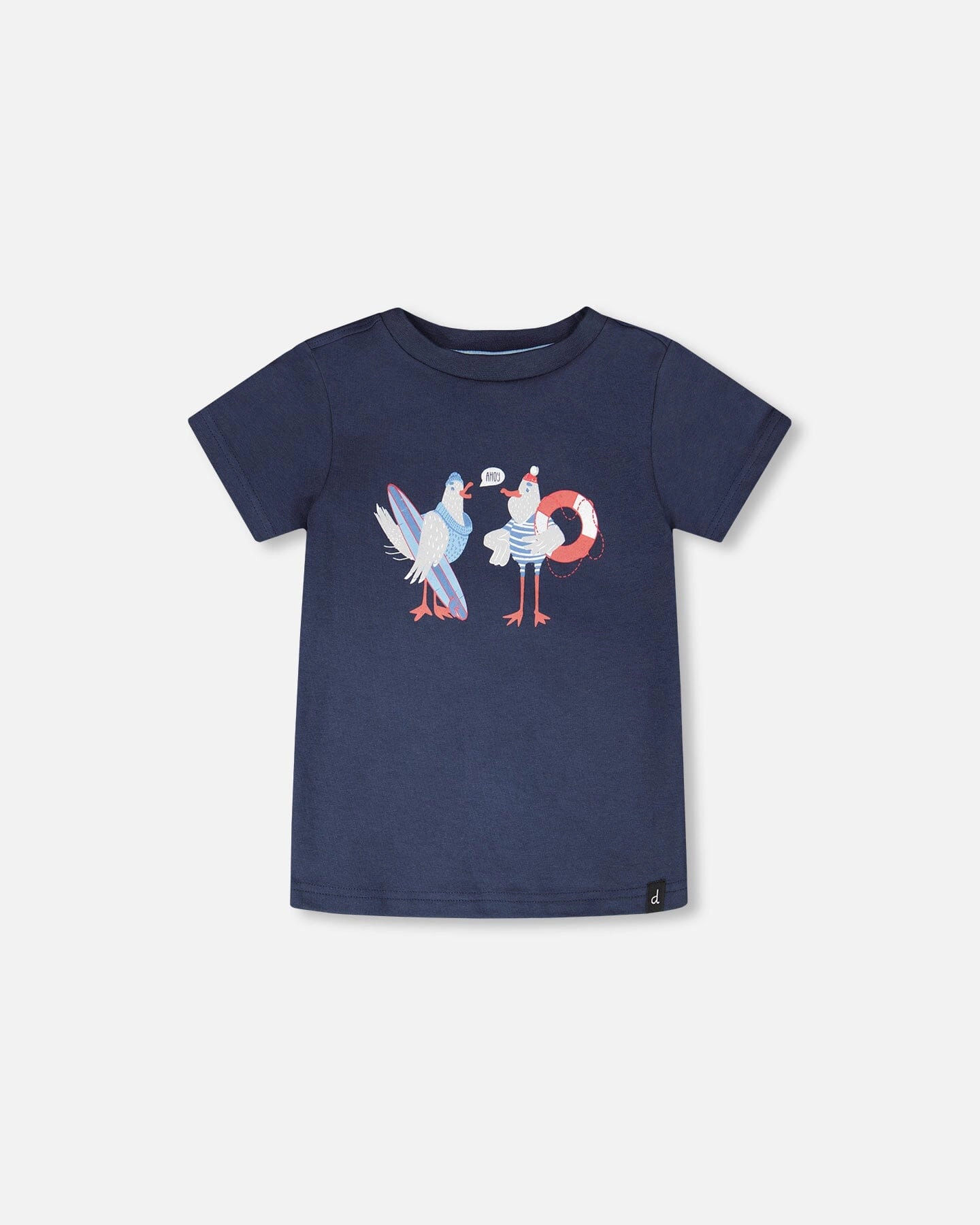Deux par Boys Organic Cotton Seagull Graphic Short Sleeve T-Shirt