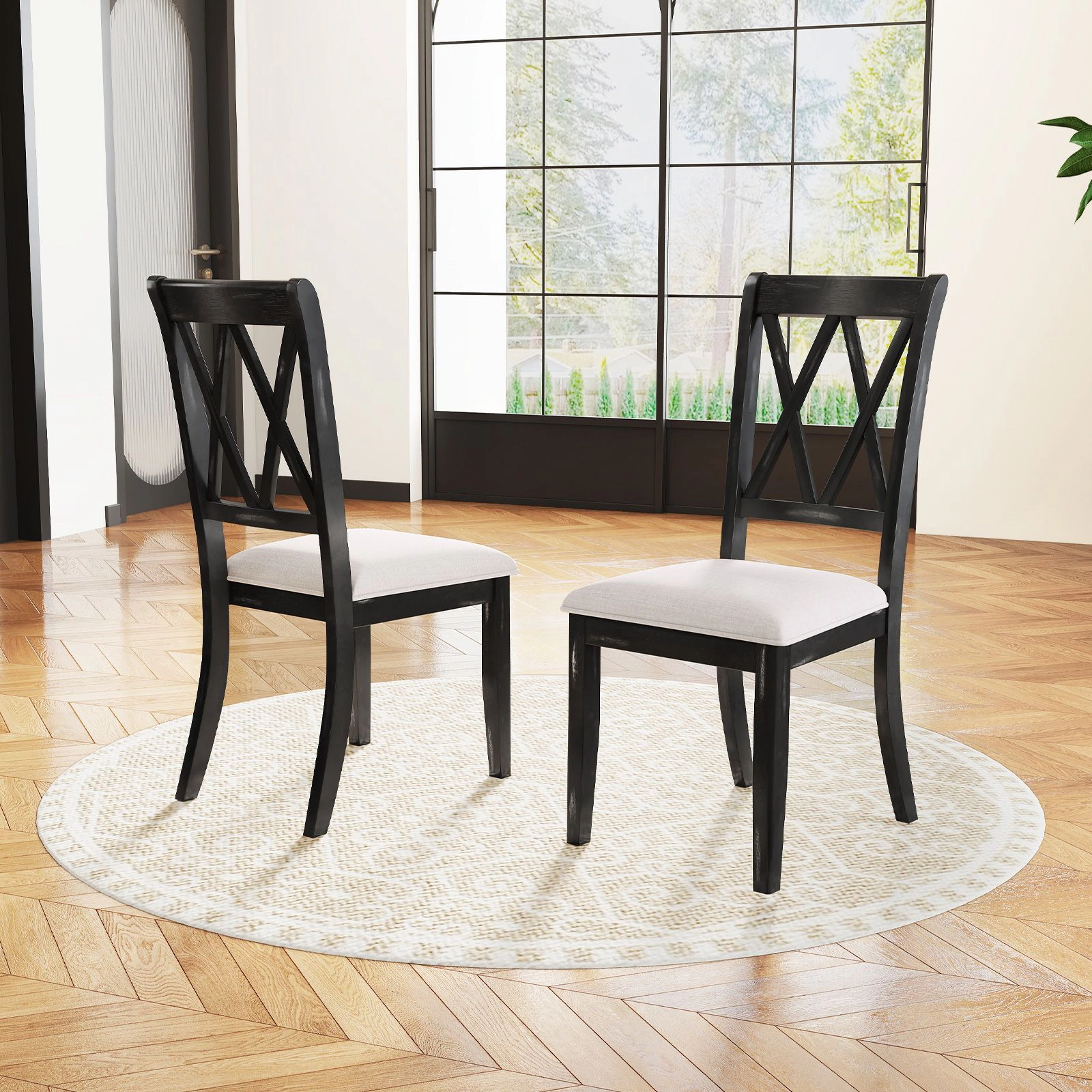 SlickBlue Upholstered Dining Chairs Set of 2, Armless Kitchen Chairs