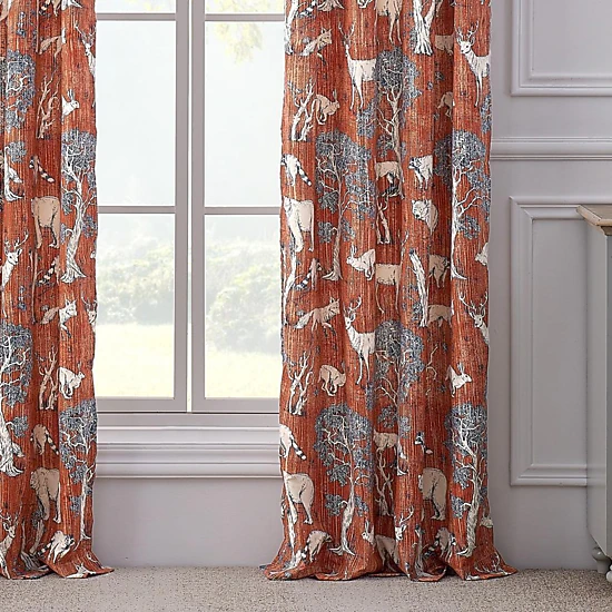 Greenland Home Fashions Barefoot Bungalow Menagerie Window Panel Pair - 42x84", Saffron