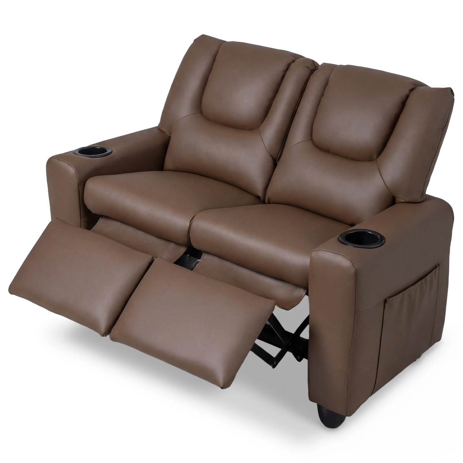 SUGIFT Adjustable 2-Seater Kids Recliner Toddler Sofa Chair with Cup Holders 330-lb Capacity Ages 3+ 38-in Wide Brown