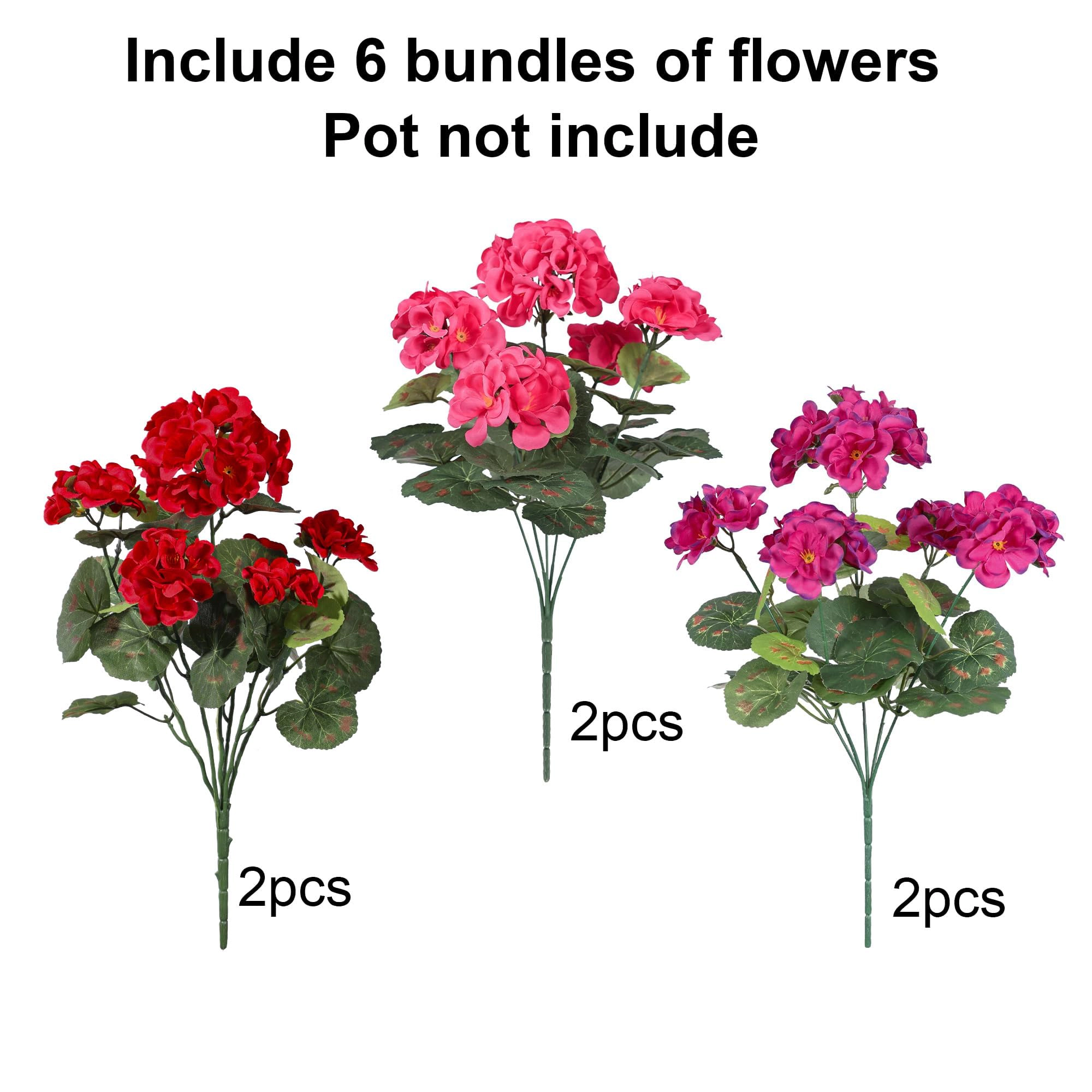 PUPWE Artificial Geranium Flowers Outdoor UV Resistant