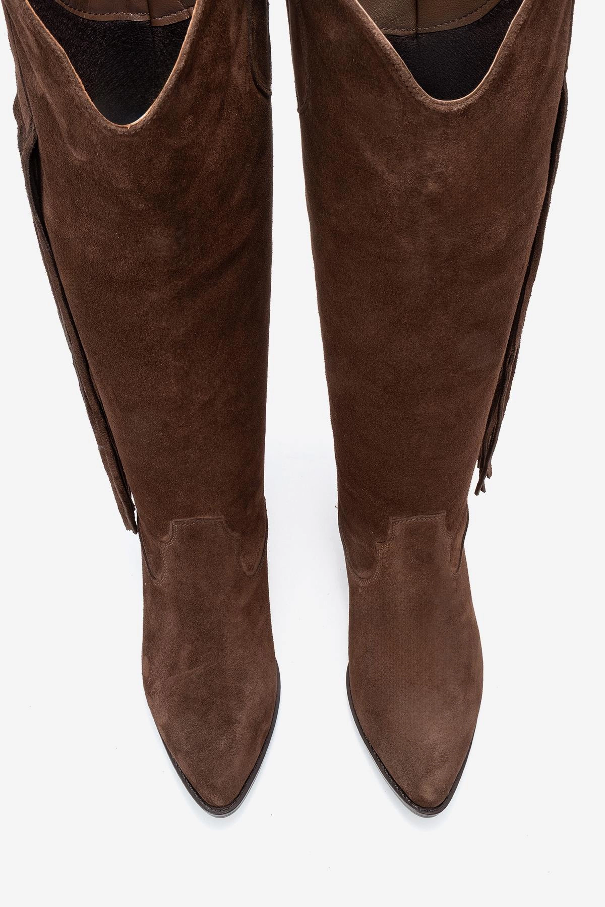 Forever & Always Womens Rios Leather Fringe Knee High Boots