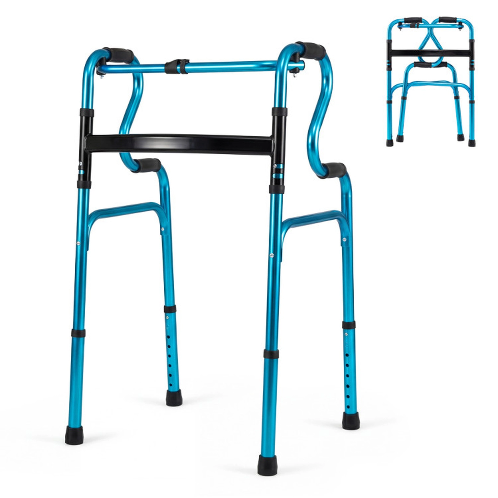 SUGIFT Folding Aluminum Walker, 400 lb Capacity, 8 Adjustable Heights