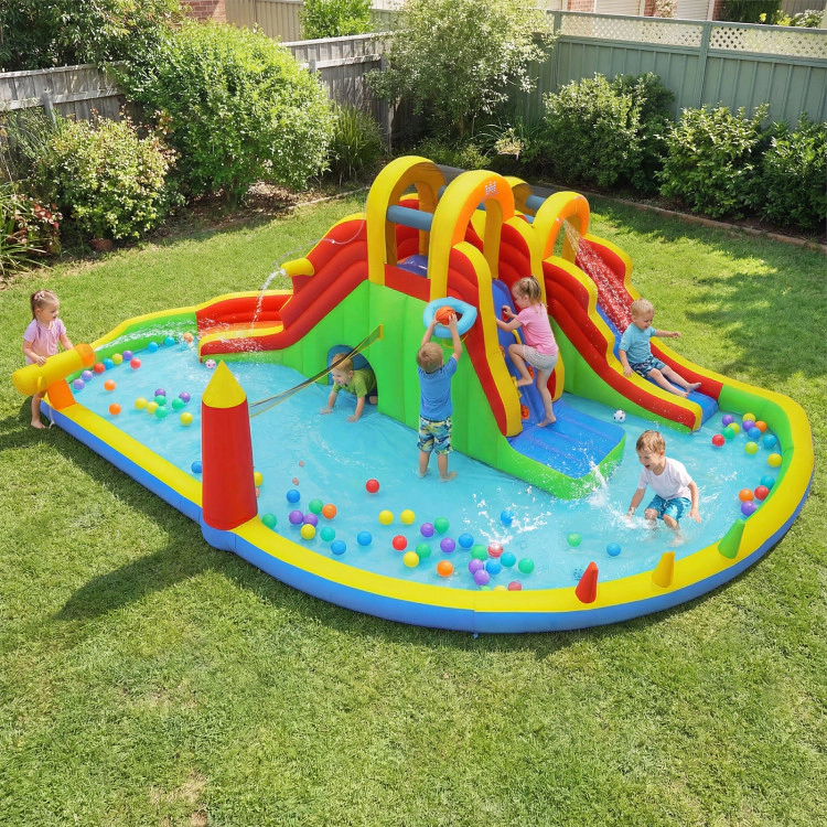 Hivvago 8-in-1 Giant Bounce House with 2 Long Slides and Climbing Walls for Yard Party