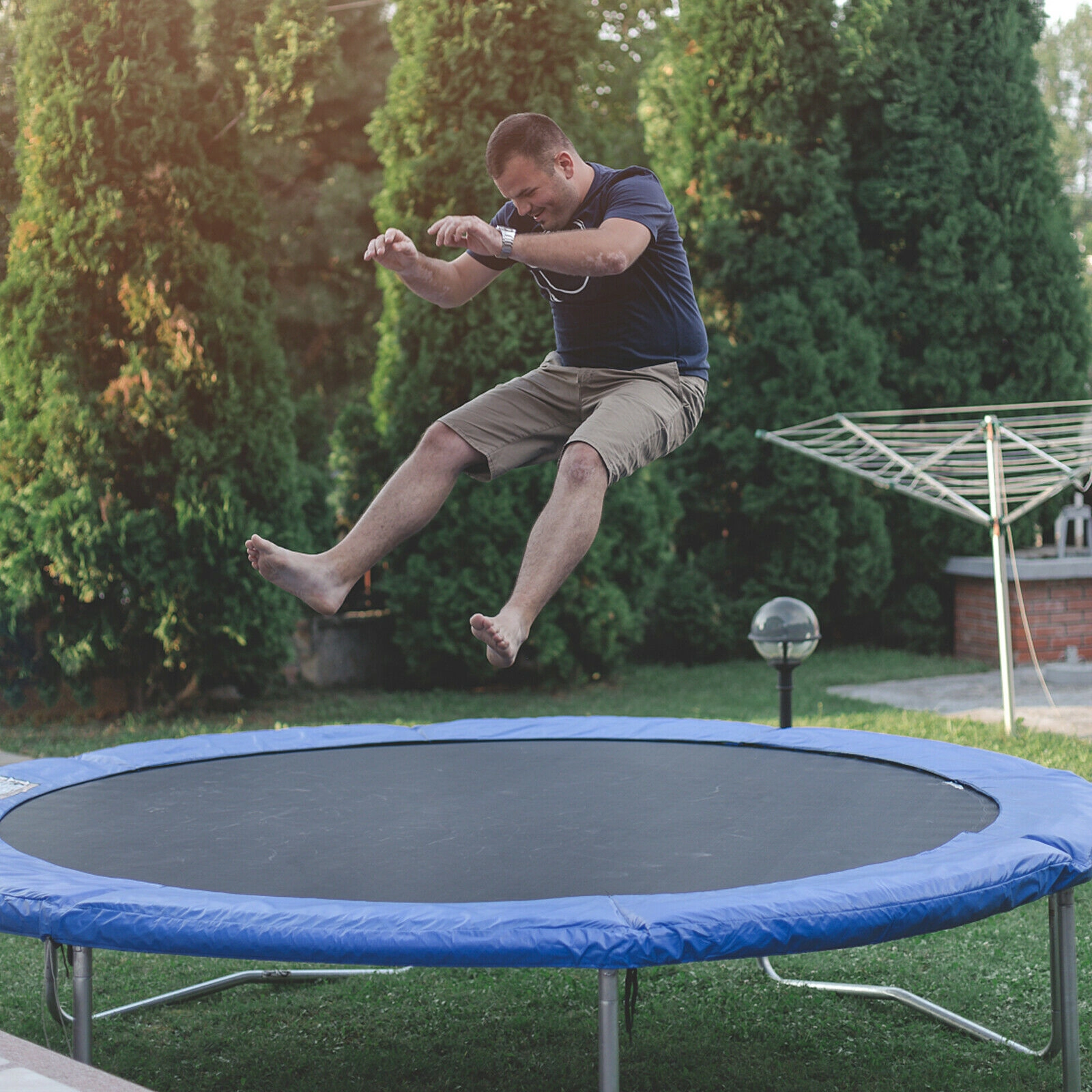 SUGIFT 14-ft High-Elastic PP Replacement Trampoline Jumping Mat with 8-Row Stitching and V-Hooks