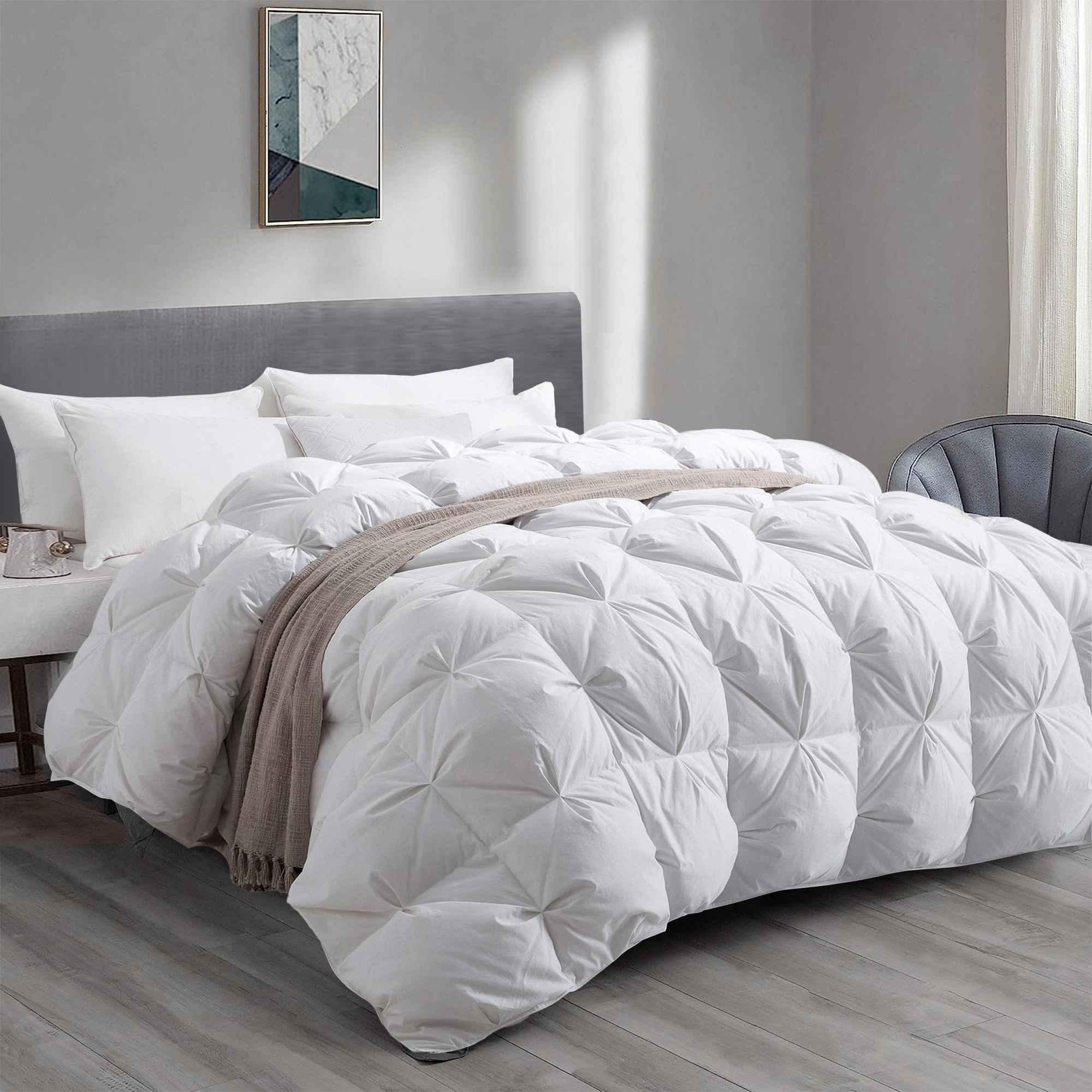 Unikome Premium 93% White Goose Down Comforter, 800 Fill Power with Soft Cotton Cover Made in Germany