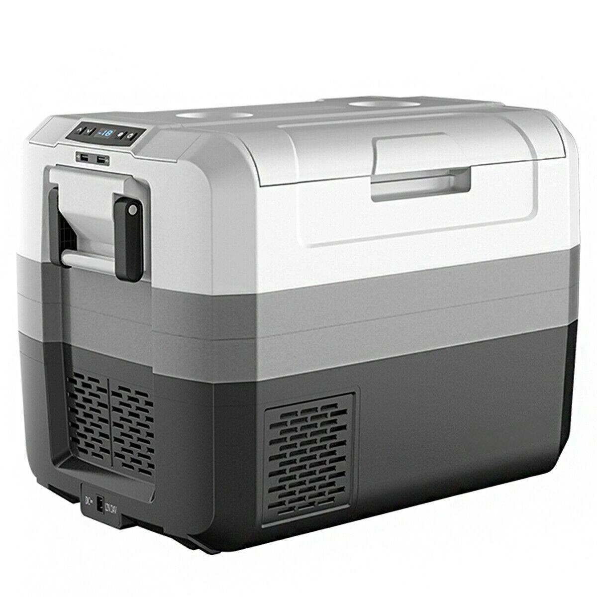 SUGIFT 58-Quart White Portable Electric Car Cooler with LED Light and Two-Way Door 26.5-in W 18-in D 21.5-in H