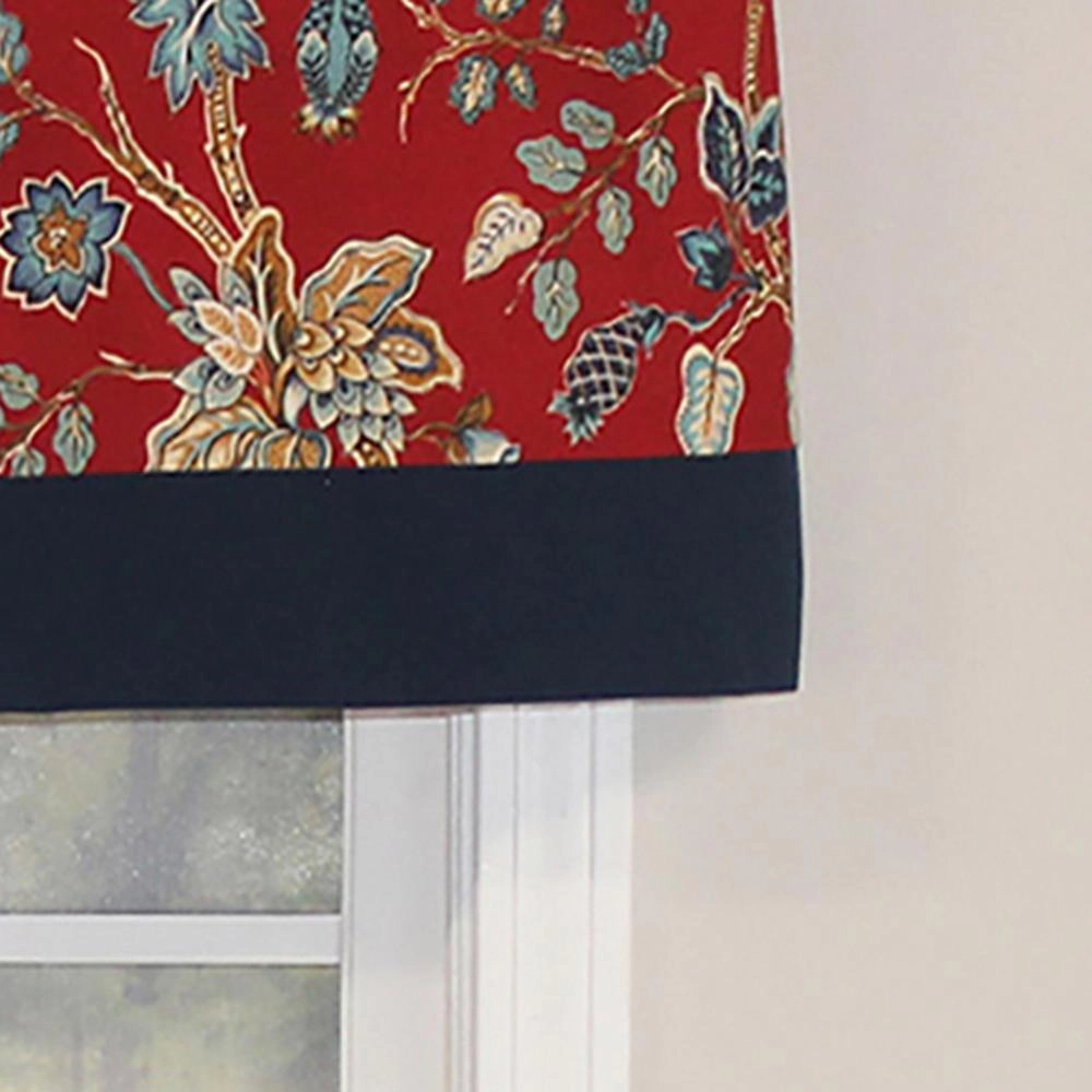 RLF Home Gianna Banded Valance Red. 3" Rod Pocket, Contrast bottom banding. 50"W x 16"L