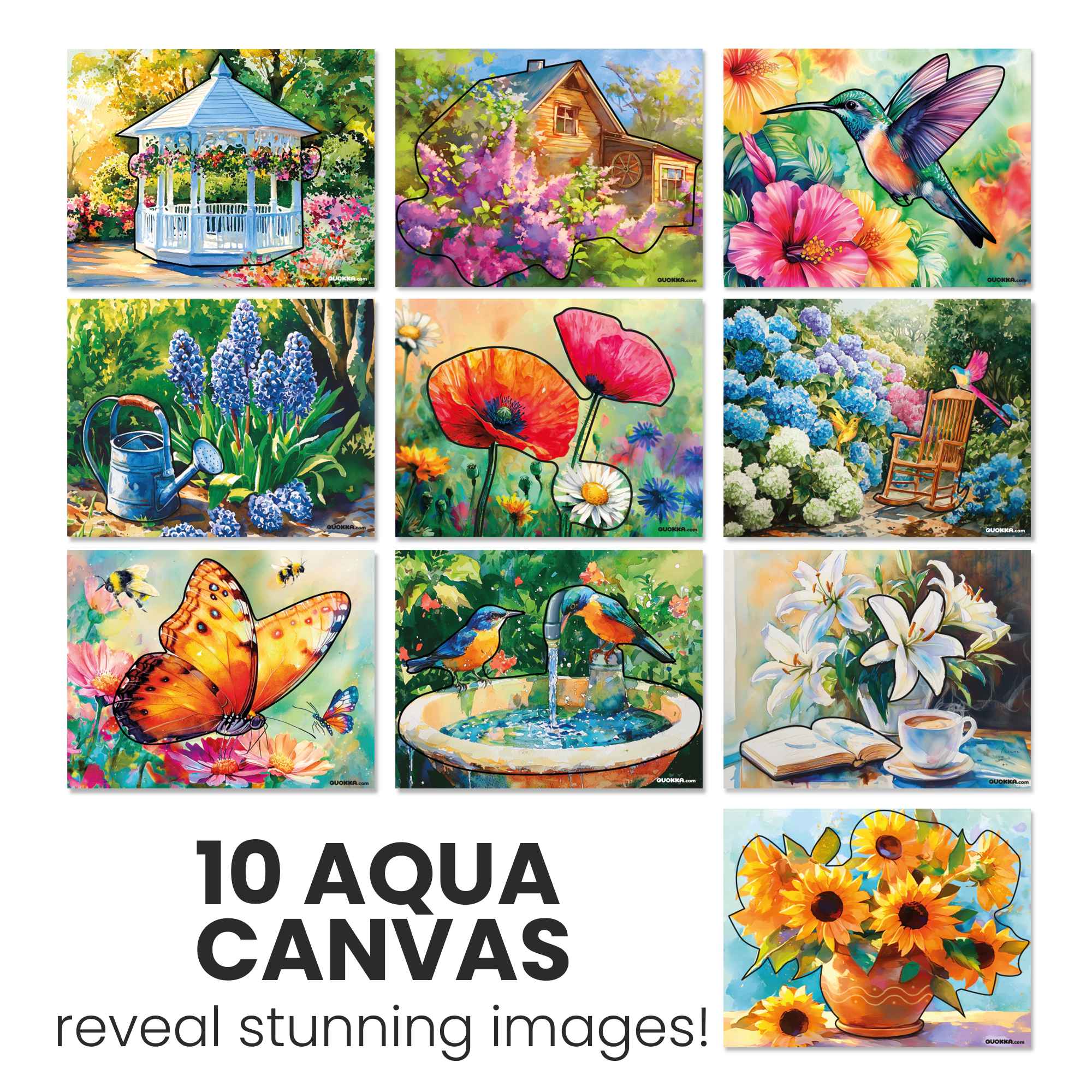 QUOKKA Dementia-Friendly Water Painting Kit for Seniors, 10 Reusable Themes, Cognitive Activities