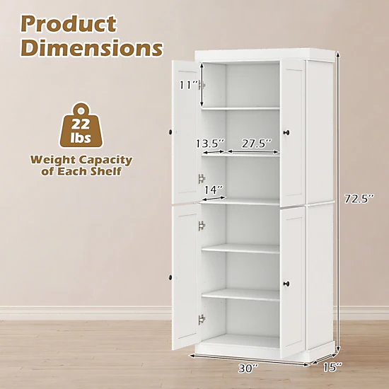 中島健人 FIFTEEN LOVE NKzip white KENTY size SUGIFT White Freestanding Kitchen Pantry Cabinet with 2 Adjustable