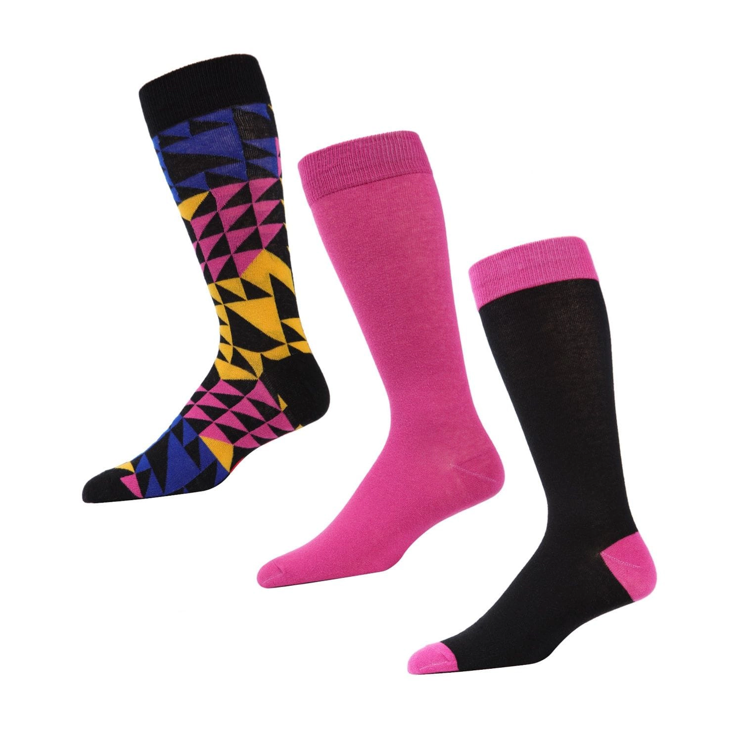 MeMoi Men's 3 Pair Pack Asymmetrical Cotton Blend Crew Socks