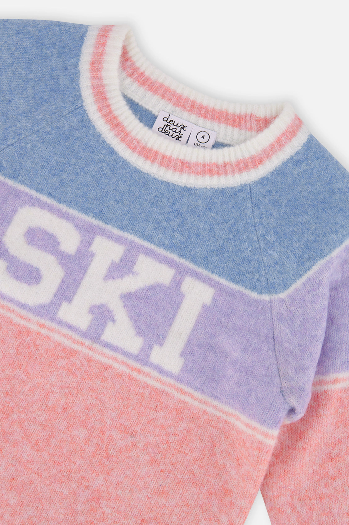 Deux par Deux Girls Color-Block Sweater with Ski Jacquard
