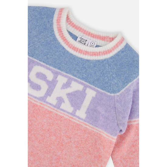 Deux par Deux Girls Color-Block Sweater with Ski Jacquard