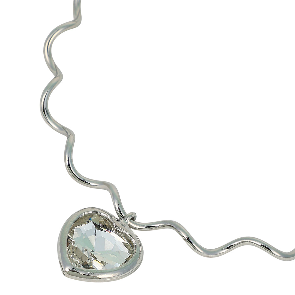 SOHI Women's The Coil-Coeur Collar Necklace - Chrome Silver