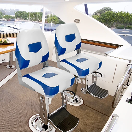 SUGIFT Set of 2 Blue Folding Boat Seats with Curved Backrests 19.5-in W 16.5-in D 20.5-in H 250-lb Chair Capacity